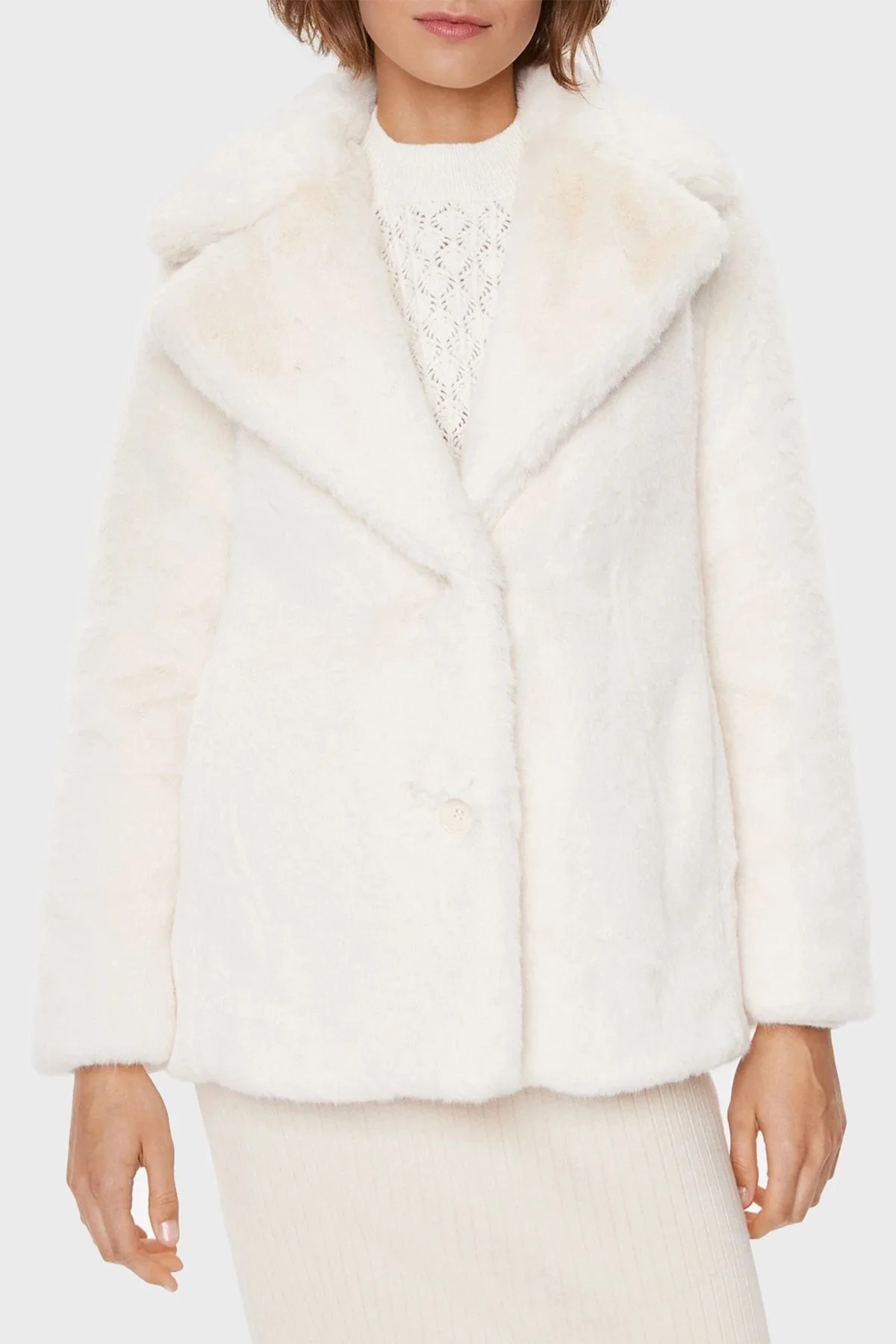 Guess Corinne Regular Fit Peluş Bayan Kaban W3BL57WFSI0 G012 BEYAZ - 1