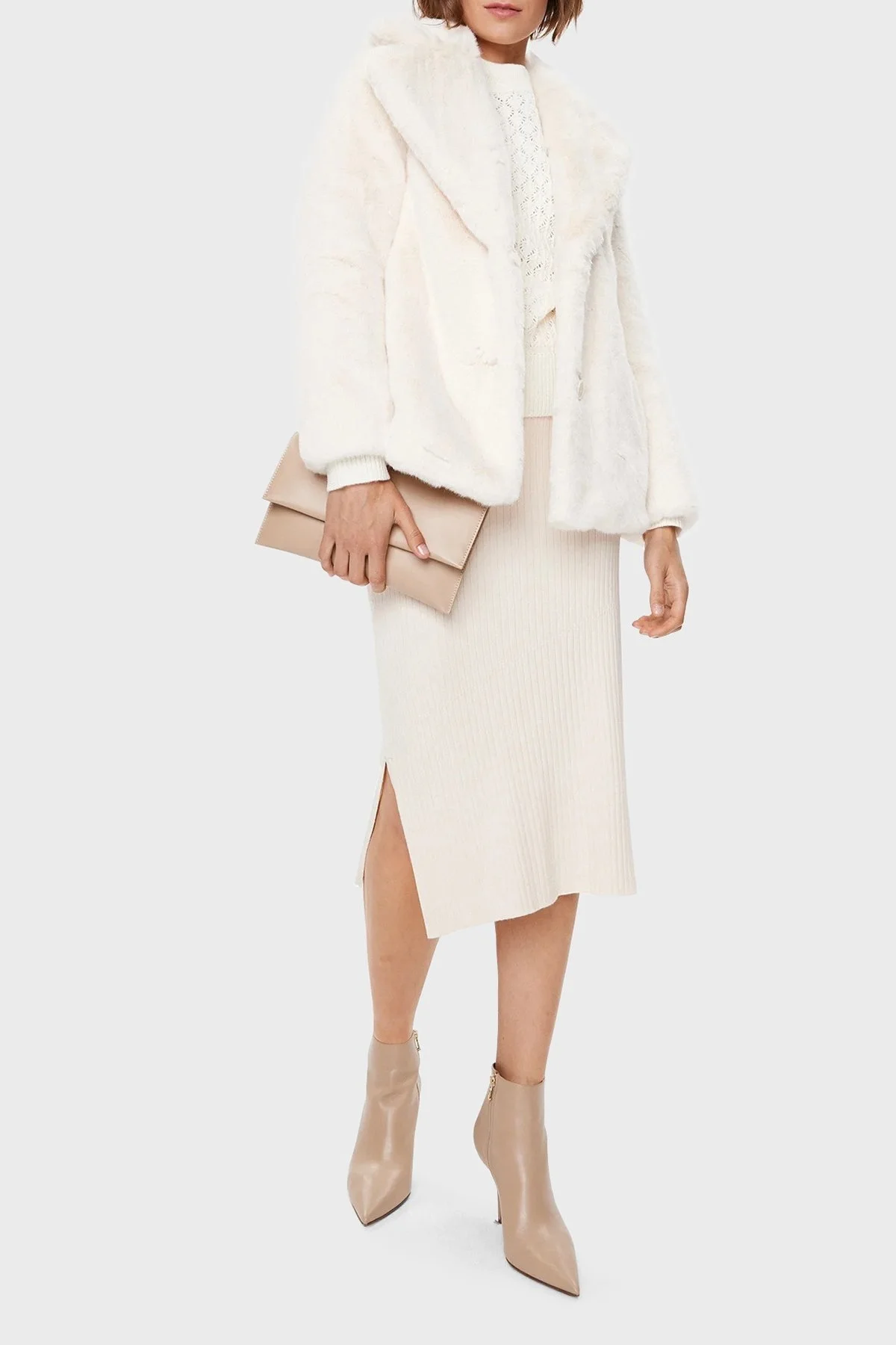 Guess Corinne Regular Fit Peluş Bayan Kaban W3BL57WFSI0 G012 BEYAZ - 3