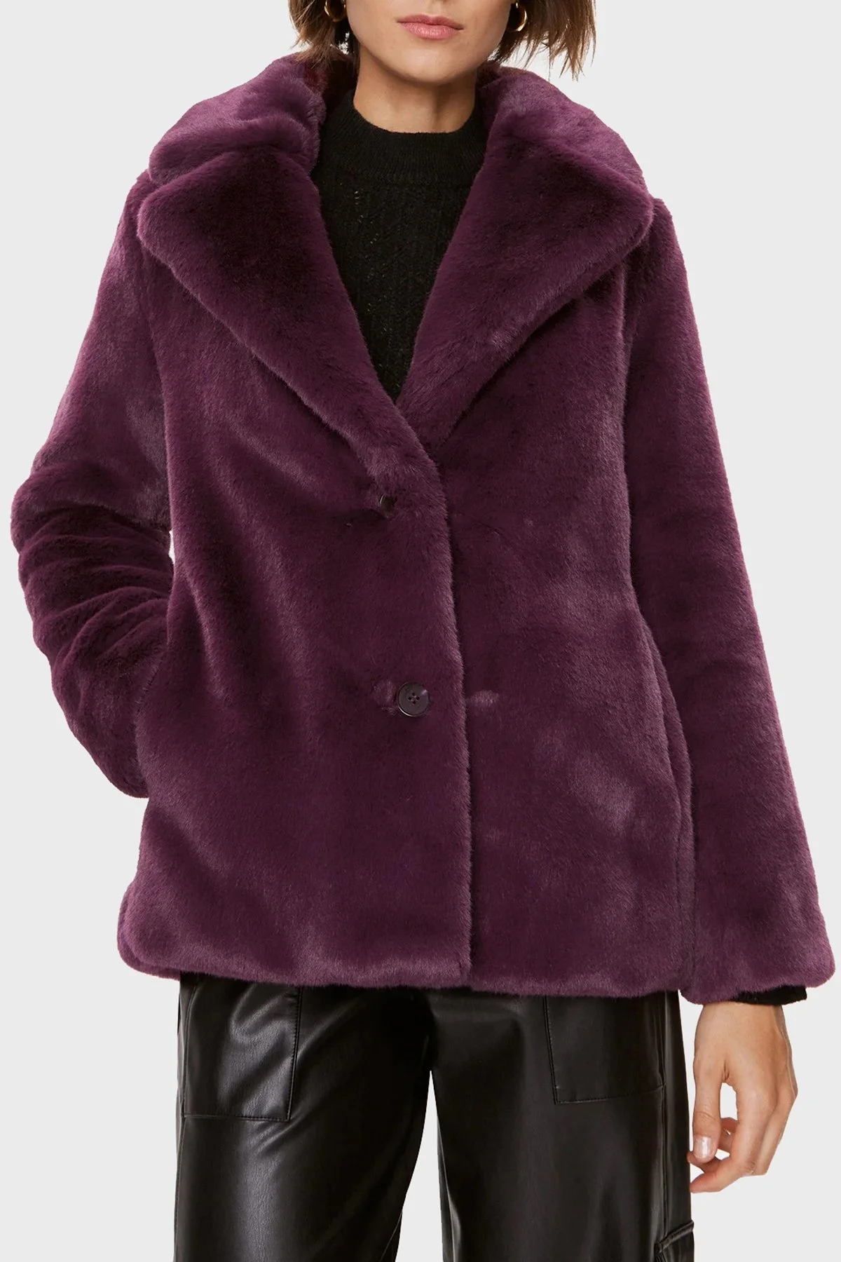 Guess Corinne Regular Fit Peluş Bayan Kaban W3BL57WFSI0 G4A1 MOR - 1