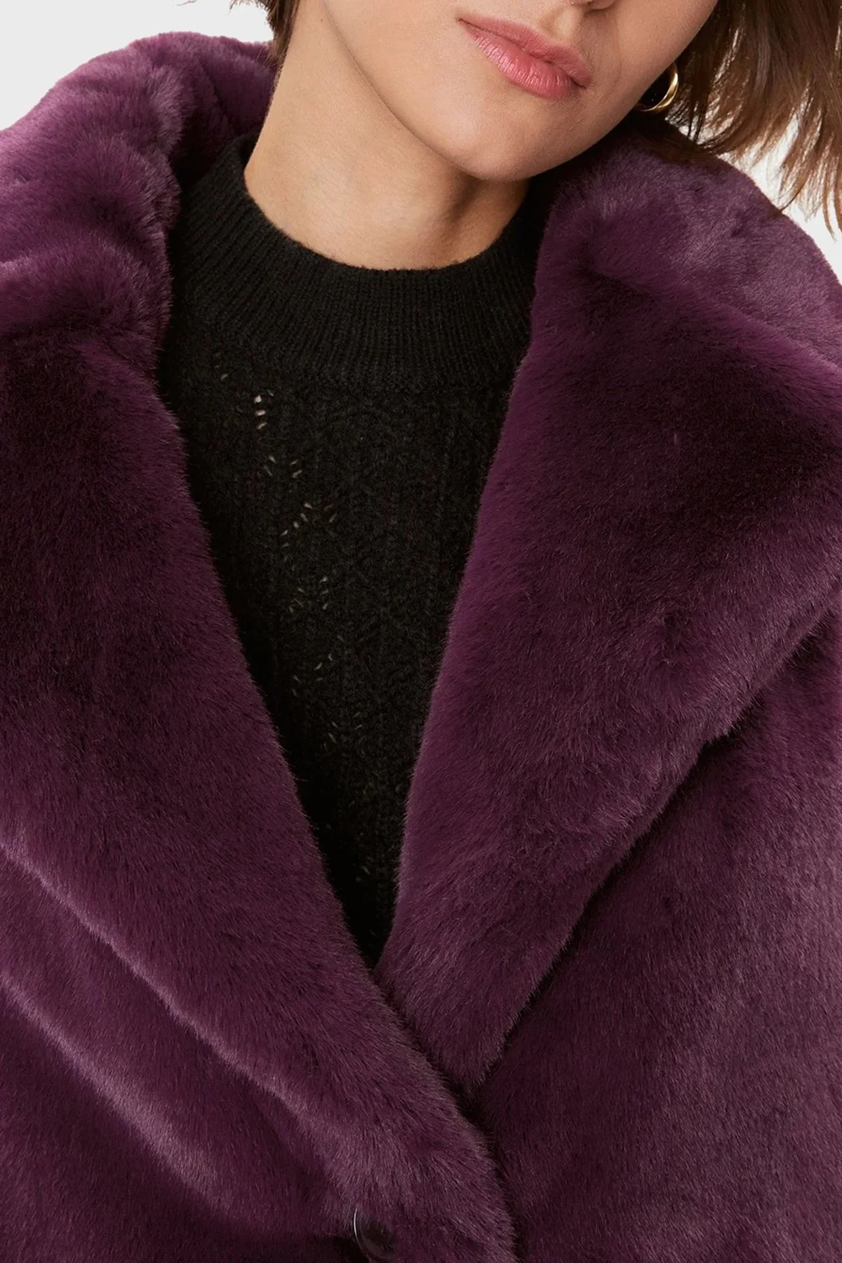 Guess Corinne Regular Fit Peluş Bayan Kaban W3BL57WFSI0 G4A1 MOR - 4