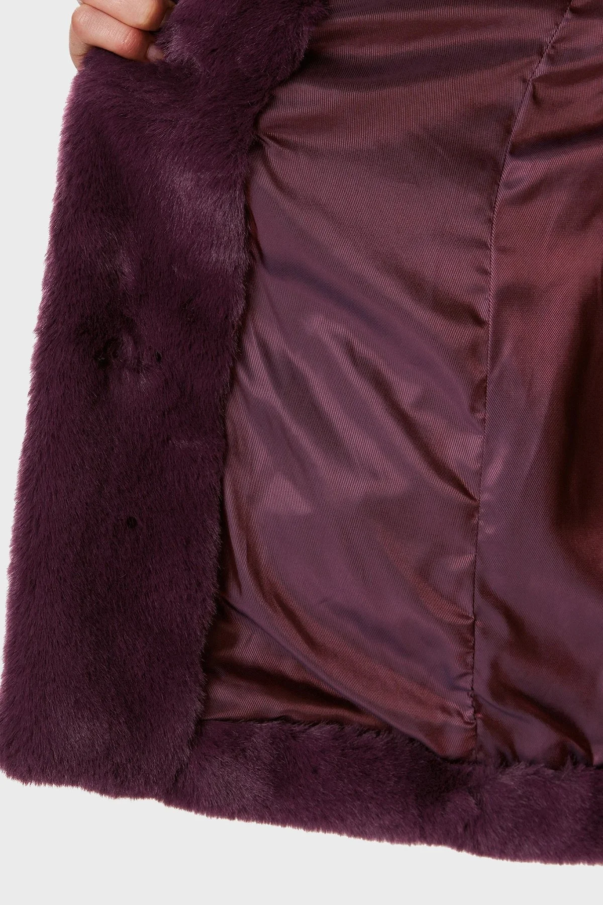 Guess Corinne Regular Fit Peluş Bayan Kaban W3BL57WFSI0 G4A1 MOR - 5