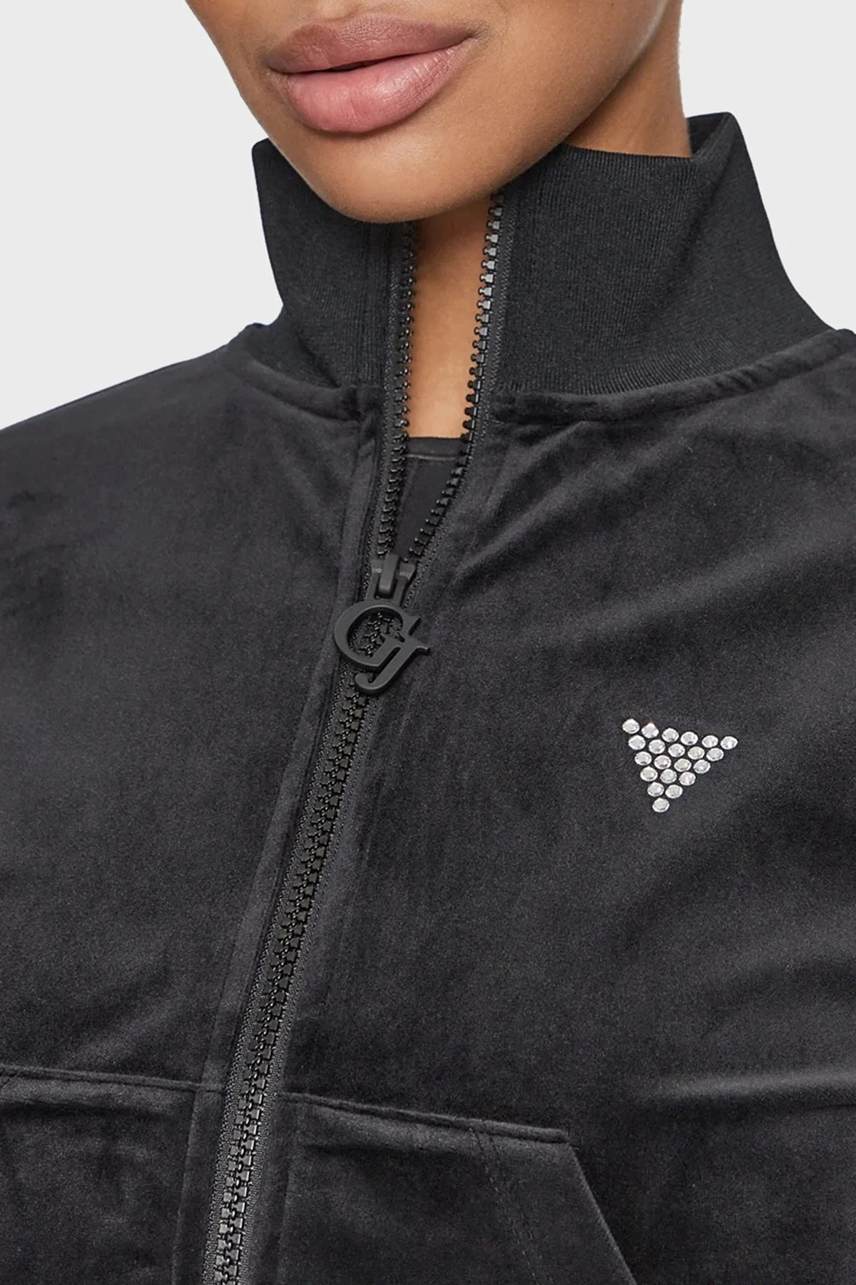 Guess Couture Fermuarlı Crop V3BQ22KBXI2 Bayan Sweat V3BQ22 KBXI2 JBLK SİYAH - 4