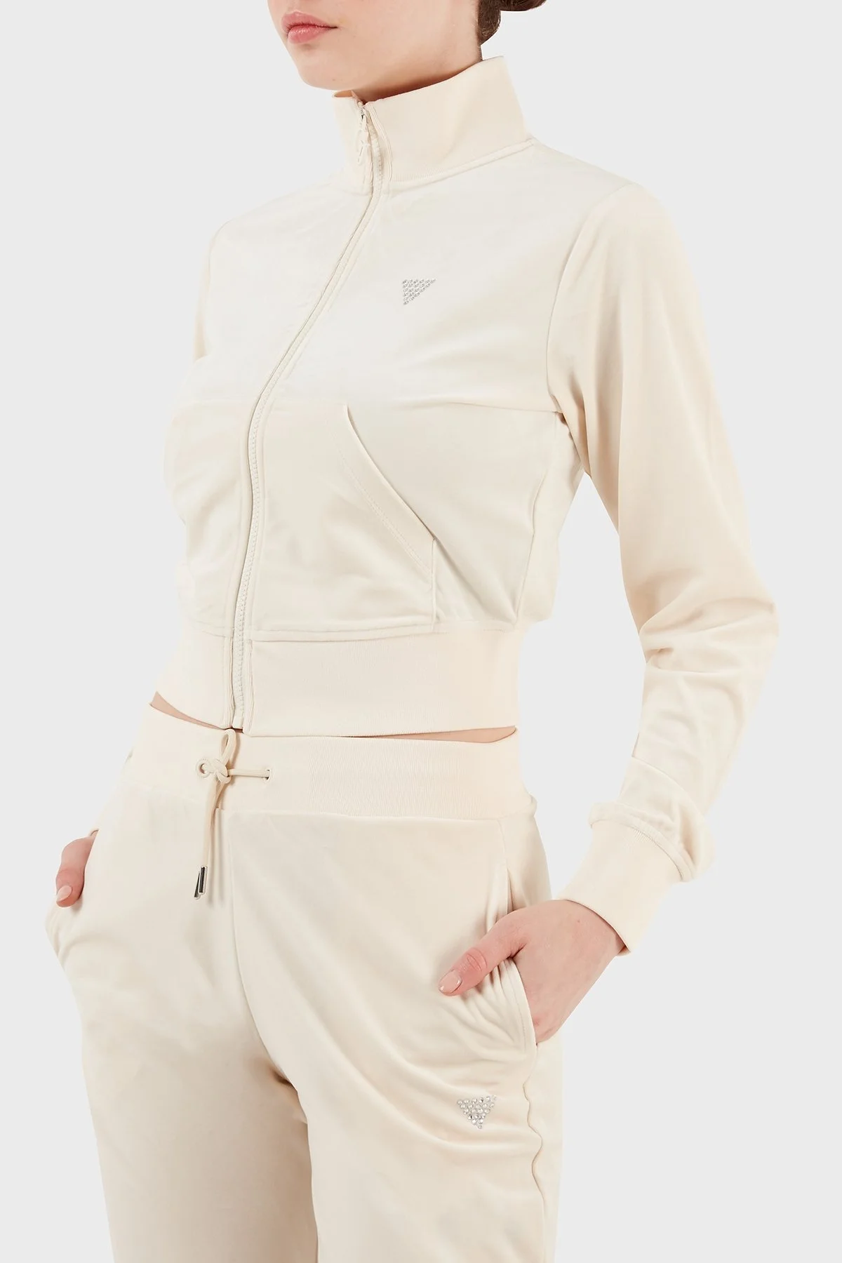 Guess Couture Regular Fit Dik Yaka Kadife Bayan Sweat V3BQ22KBXI2 G1F7 KREM - 4