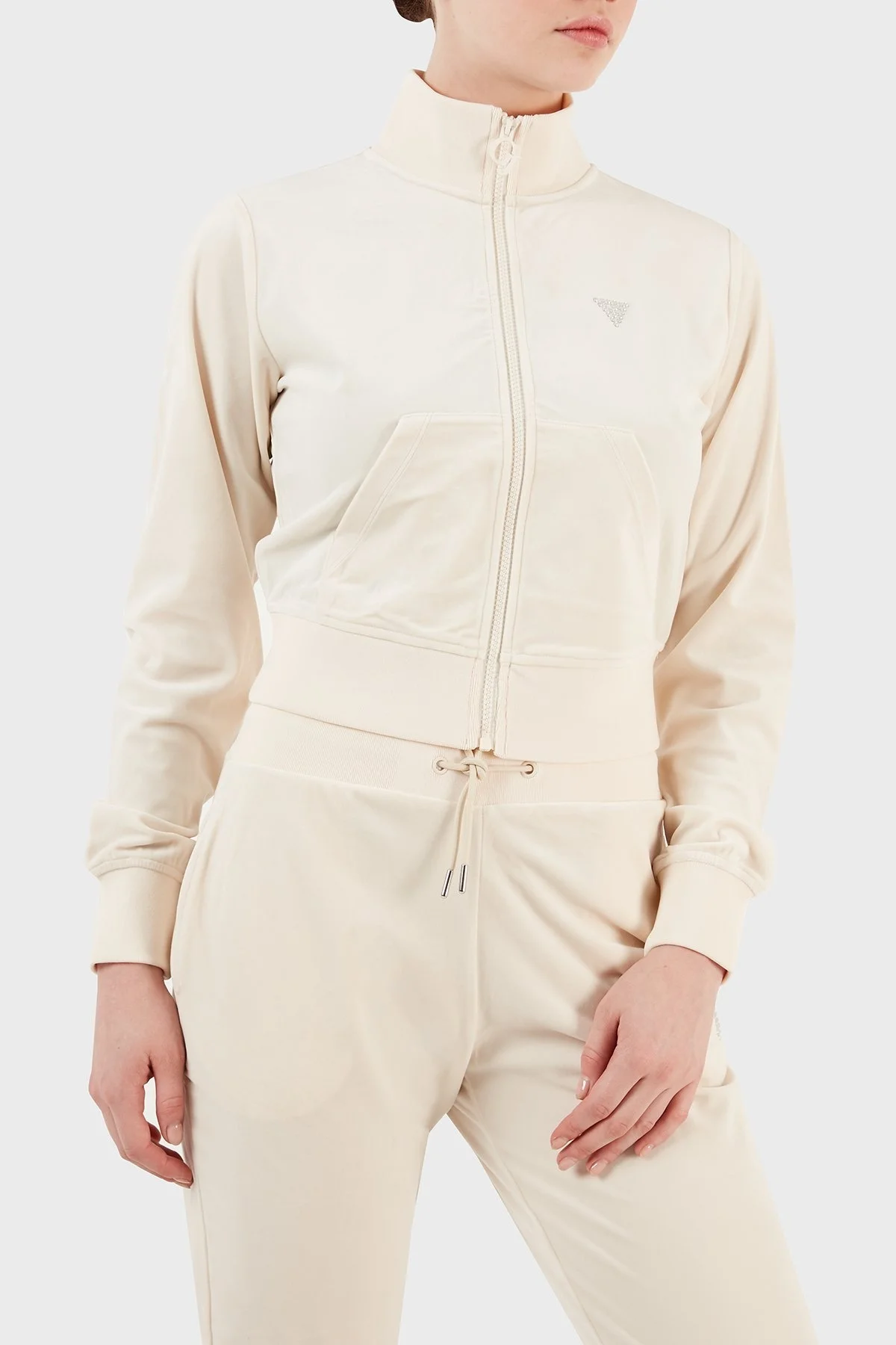 Guess Couture Regular Fit Dik Yaka Kadife Bayan Sweat V3BQ22KBXI2 G1F7 KREM - 5