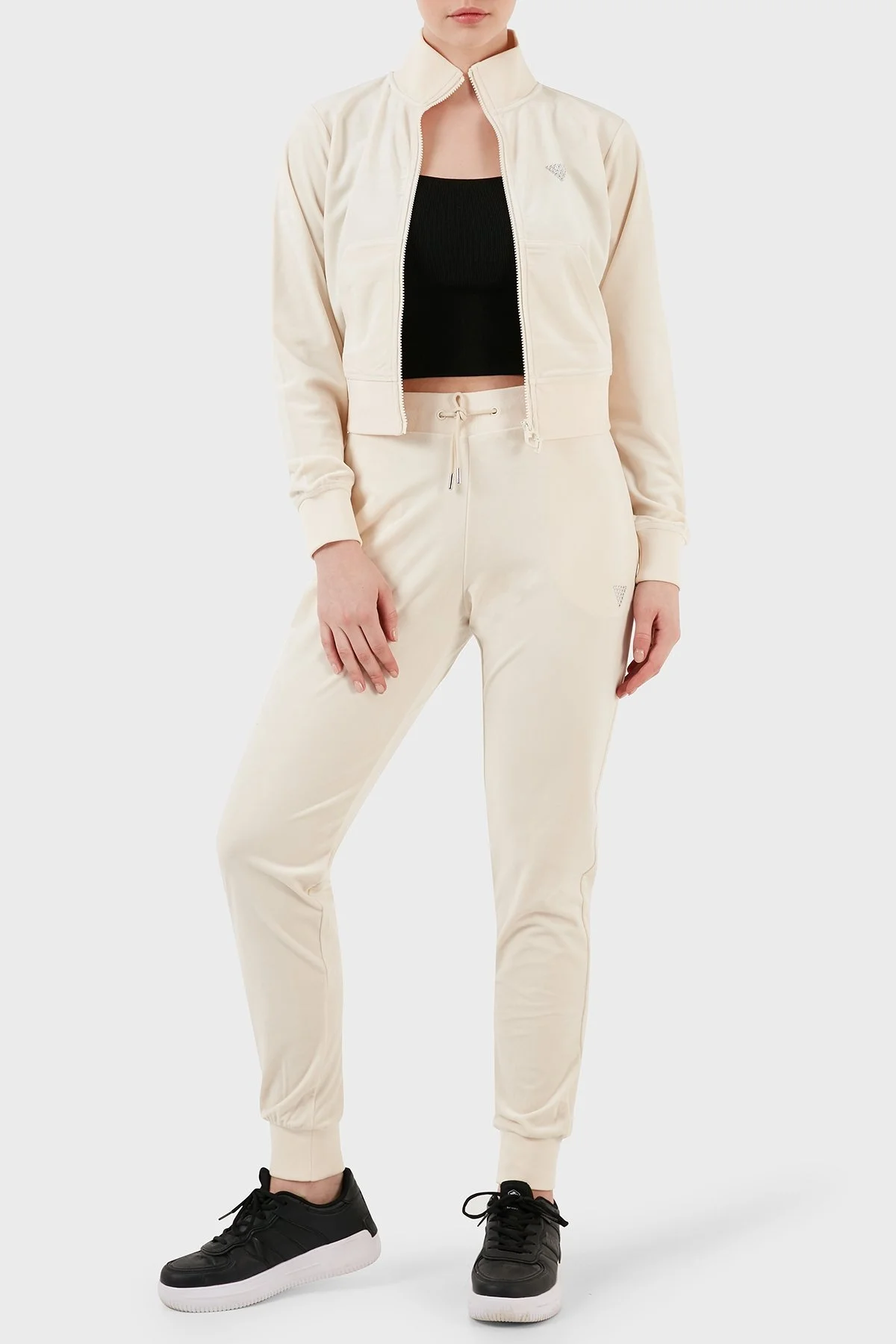 Guess Couture Relaxed Fit Kadife Jogger Bayan Pantolon V3BB27KBXI2 G1F7 EKRU - 3