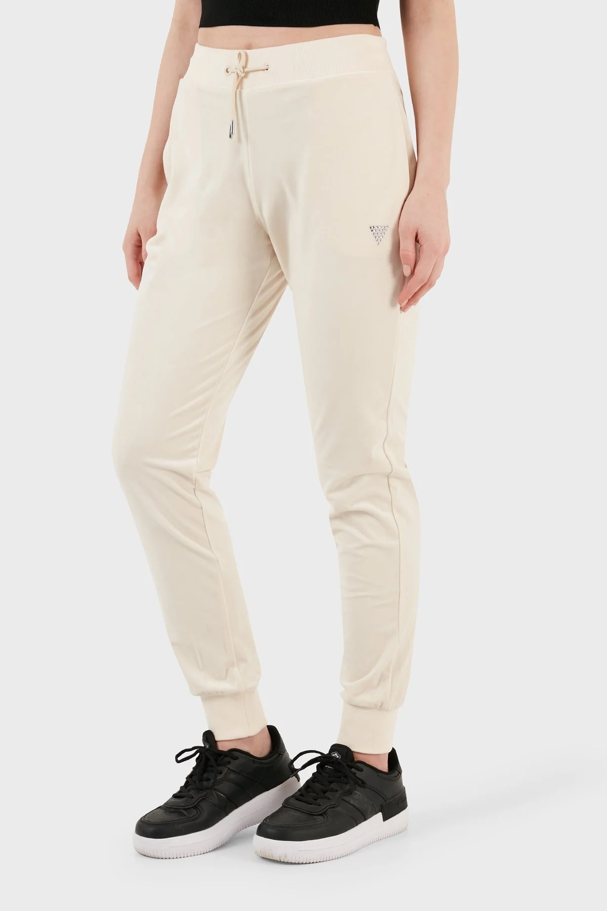 Guess Couture Relaxed Fit Kadife Jogger Bayan Pantolon V3BB27KBXI2 G1F7 EKRU - 4