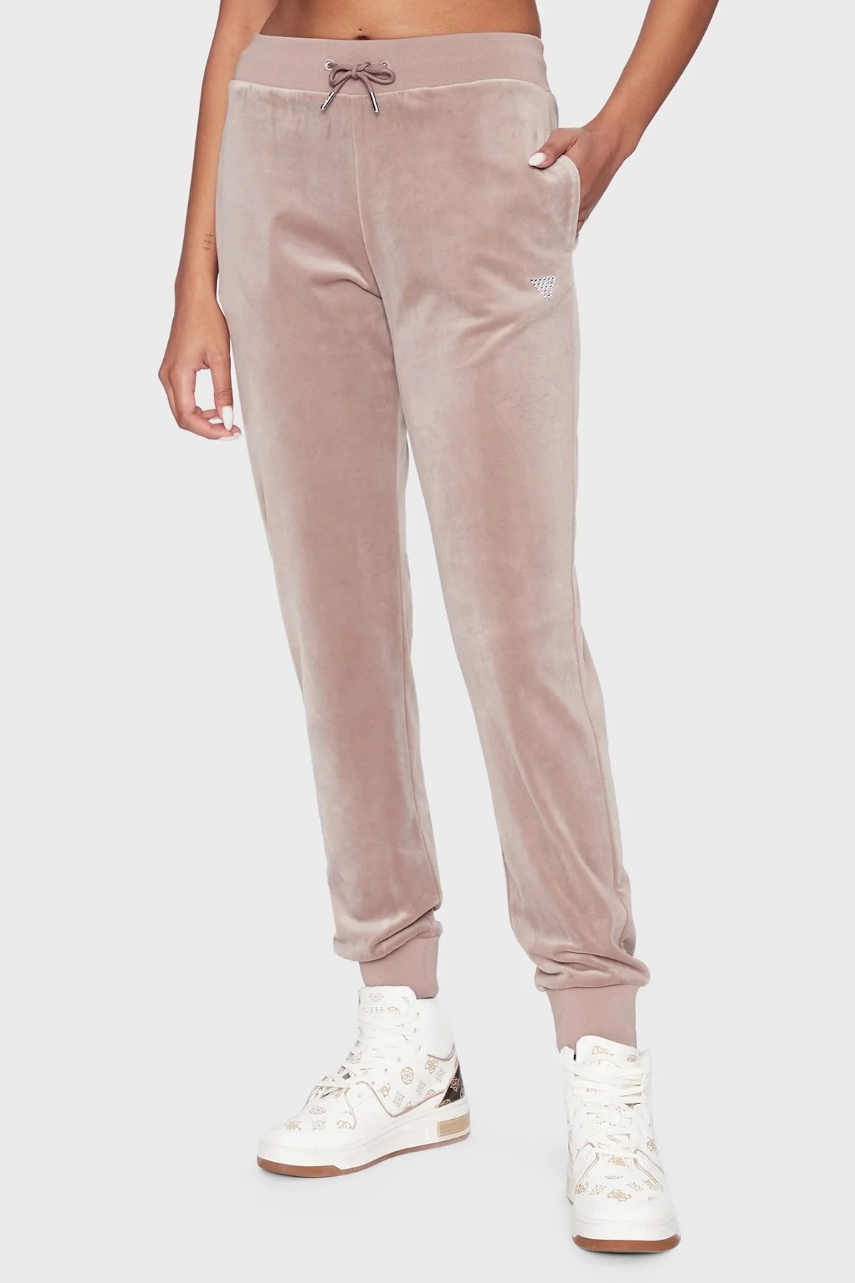 Guess Couture Relaxed Fit Kadife Jogger V3BB27KBXI2 Bayan Pantolon V3BB27KBXI2 G1FT PUDRA - 6