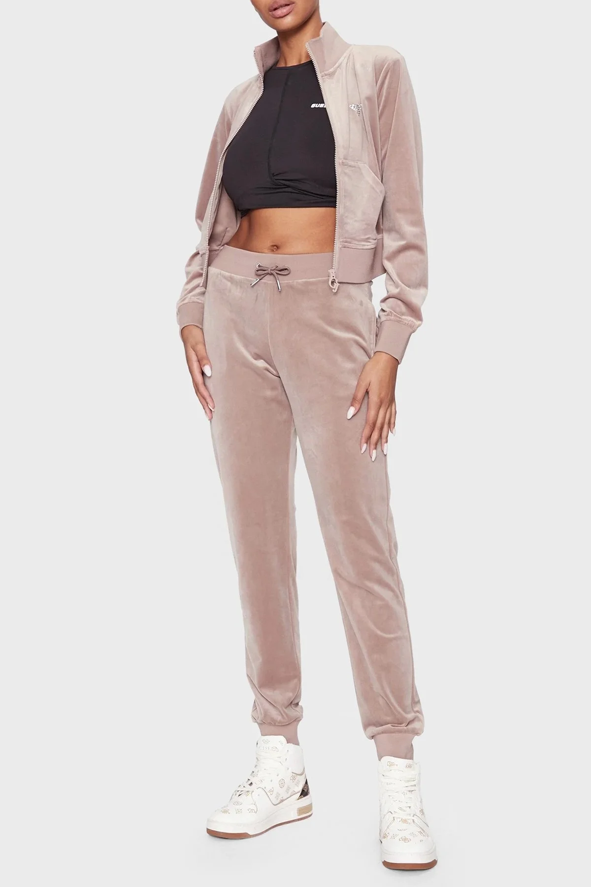 Guess Couture Relaxed Fit Kadife Jogger V3BB27KBXI2 Bayan Pantolon V3BB27KBXI2 G1FT PUDRA - 8