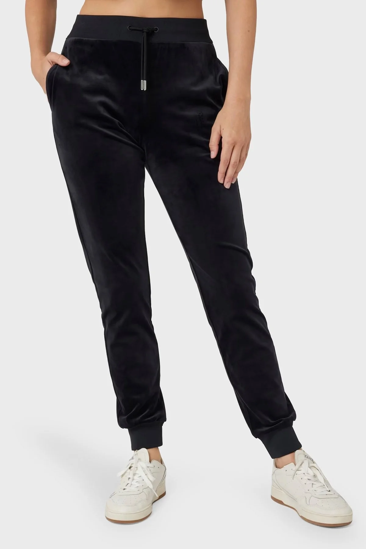 Guess Couture Taşlı Kadife Jogger V3BB27KBXI2 Bayan Pantolon V3BB27 KBXI2 JBLK SİYAH - 1