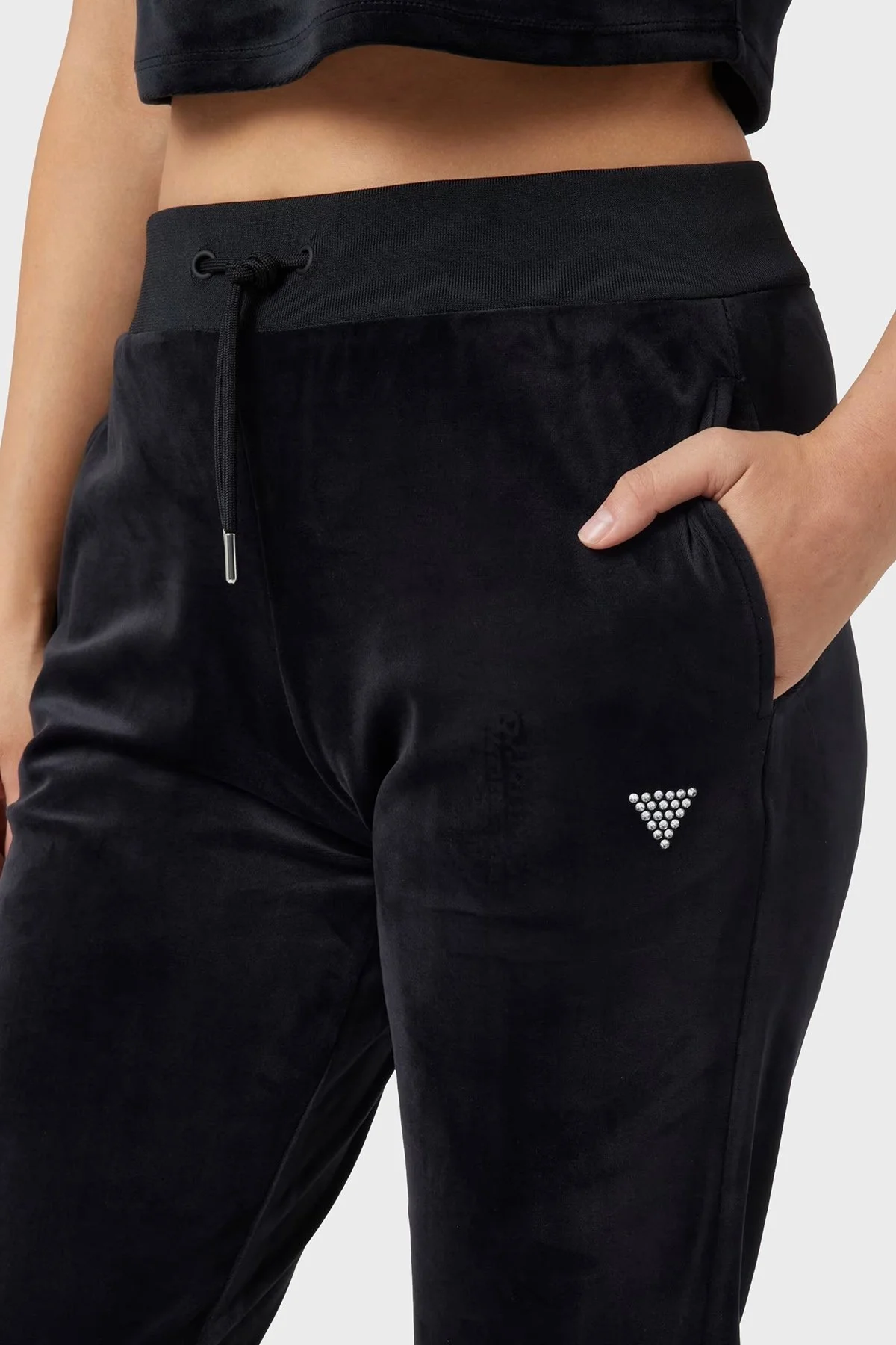 Guess Couture Taşlı Kadife Jogger V3BB27KBXI2 Bayan Pantolon V3BB27 KBXI2 JBLK SİYAH - 4