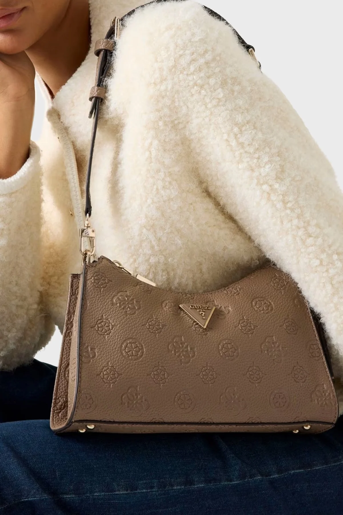 Guess Cresidia 4G Logolu Ayarlanabilir Askılı HWPD9888180 Bayan Çanta HWPD98 88180 DKO EKRU - 2