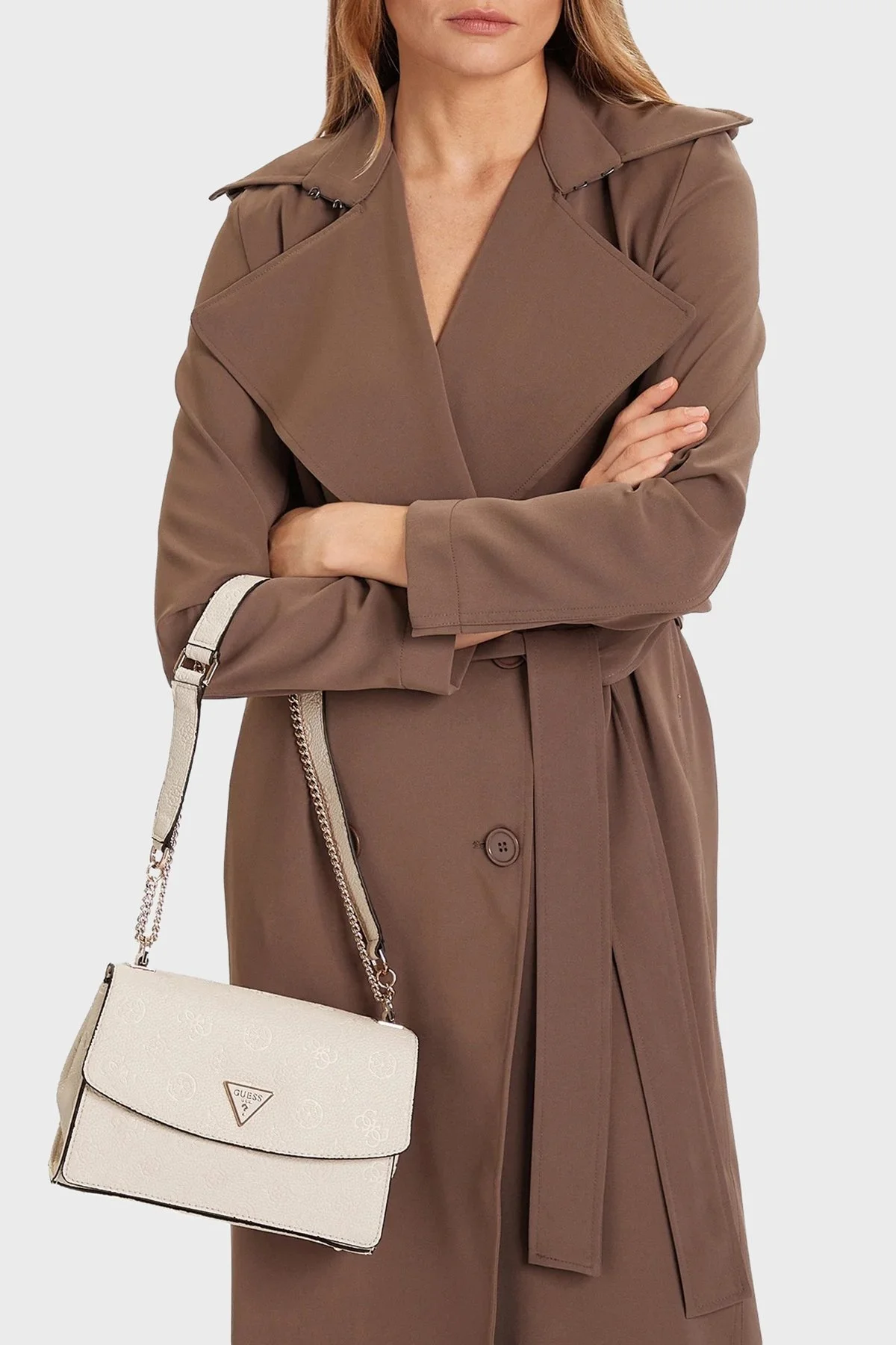 Guess Cresidia 4G Logolu Zincir Askılı HWPD9888210 Bayan Çanta HWPD98 88210 BNN BEYAZ - 2