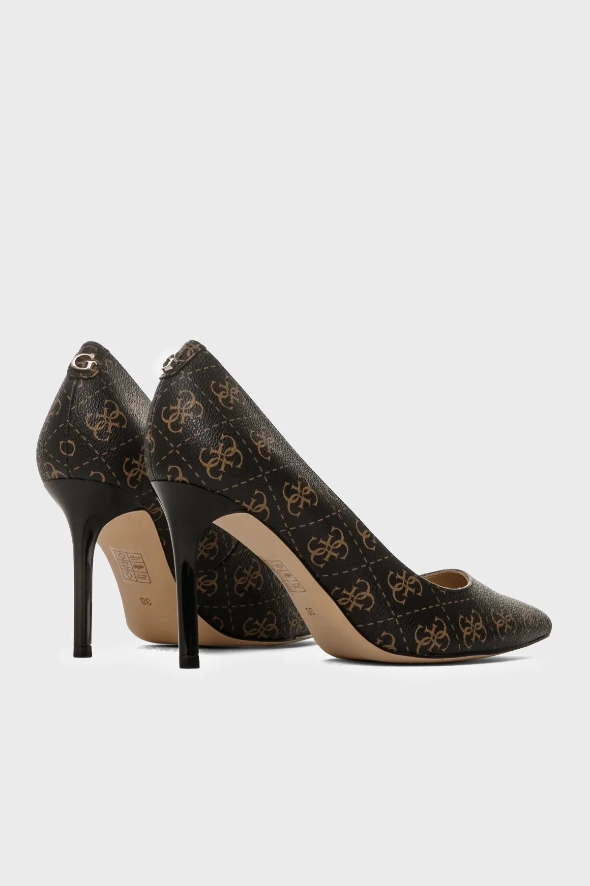 Guess Dafne11 Sivri Burun İnce Topuklu Bayan Ayakkabı FL7D11 FAL08 BROCR SİYAH-KAHVE - 4