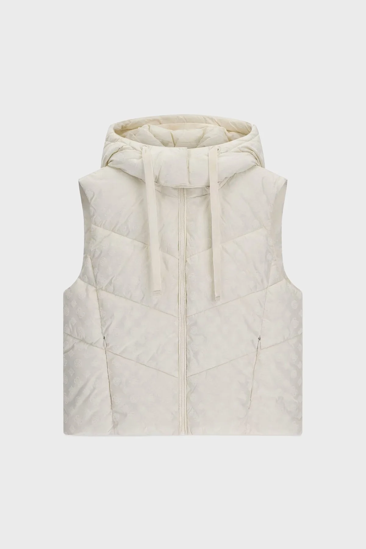 Guess Daisy Logolu Regular Fit Kapüşonlu Yaka Şişme Kadın Yelek W6BL53 W4182 G012 Beyaz - 5