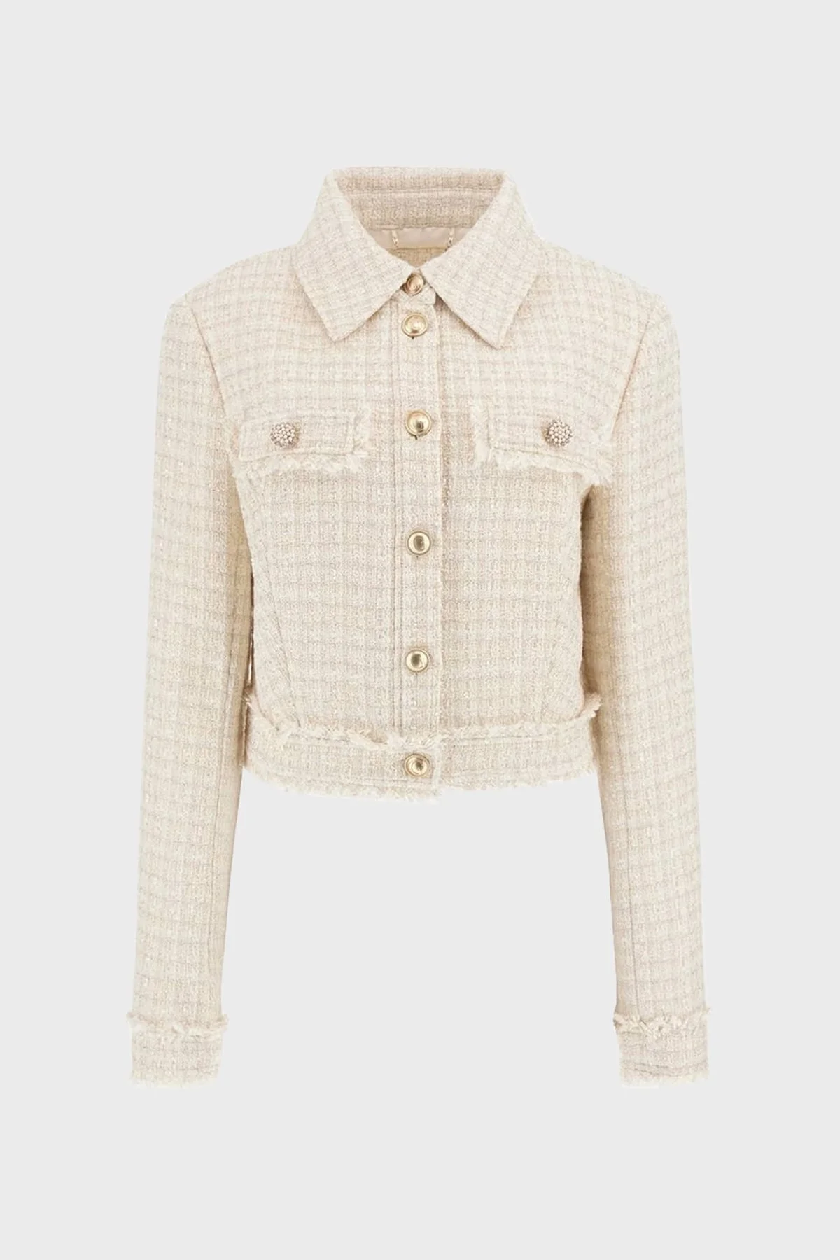 Guess Daphnee Regular Fit Crop Tüvit W5RN47WGW82 Bayan Ceket W5RN47 WGW82 F0DP KREM - 10