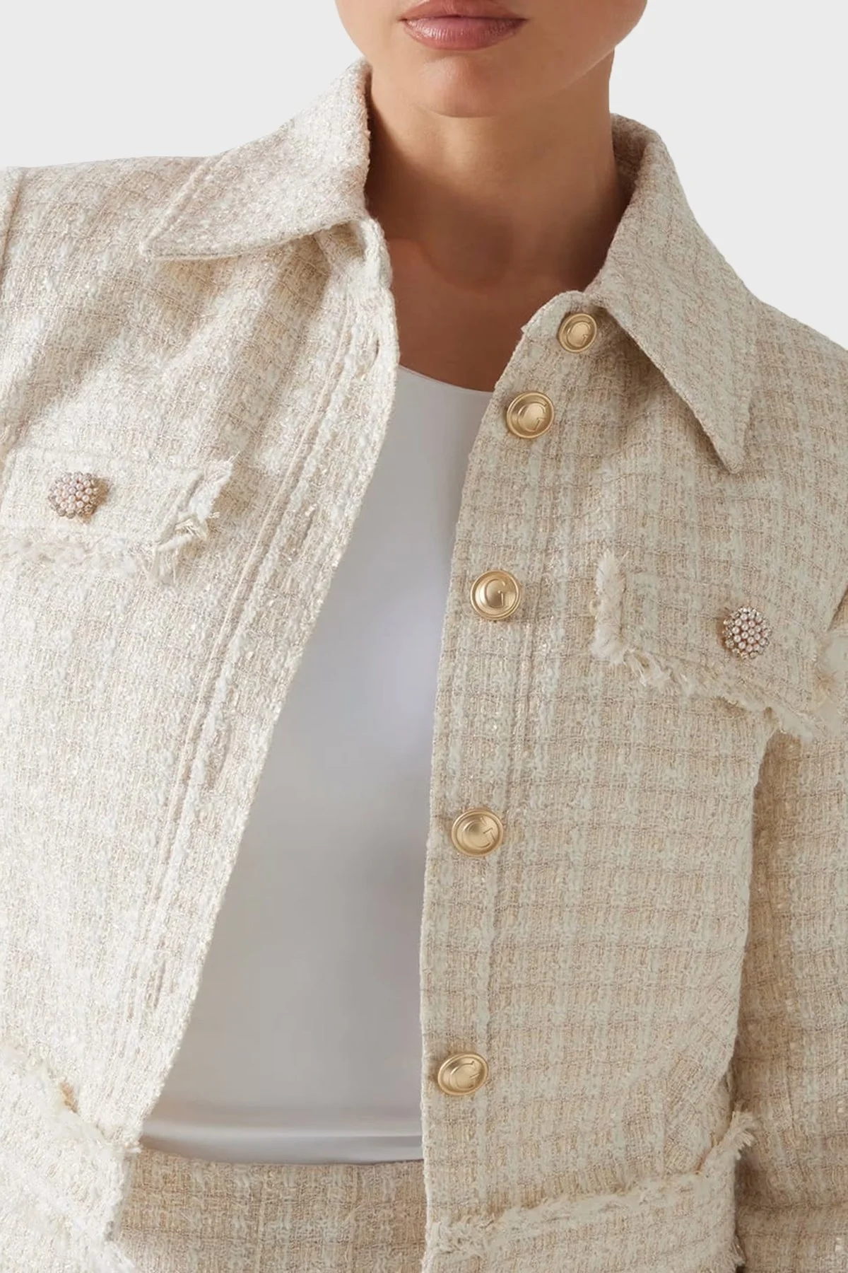 Guess Daphnee Regular Fit Crop Tüvit W5RN47WGW82 Bayan Ceket W5RN47 WGW82 F0DP KREM - 14