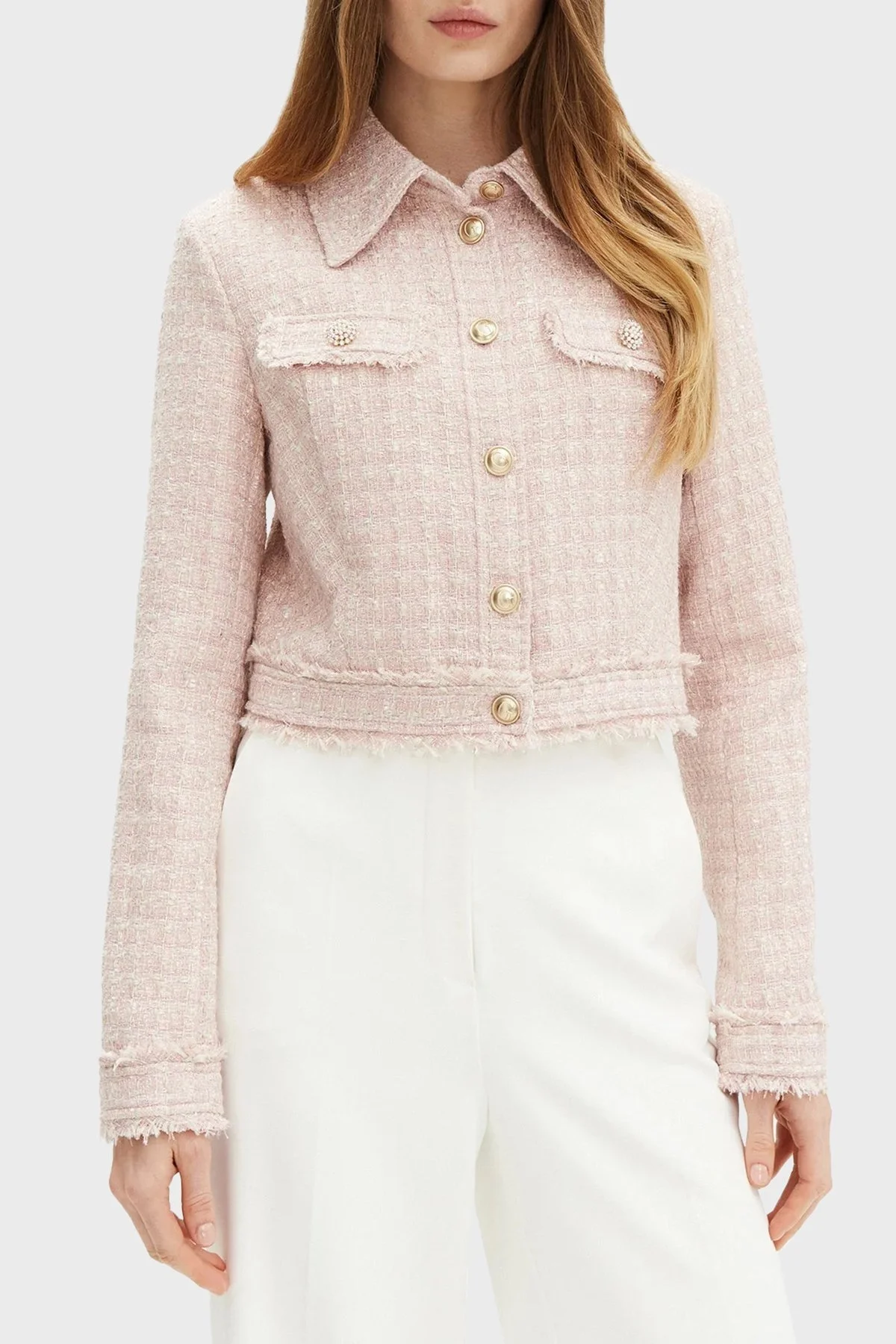 Guess Daphnee Regular Fit Crop Tüvit W5RN47WGW82 Bayan Ceket W5RN47 WGW82 F6DZ PUDRA - 6