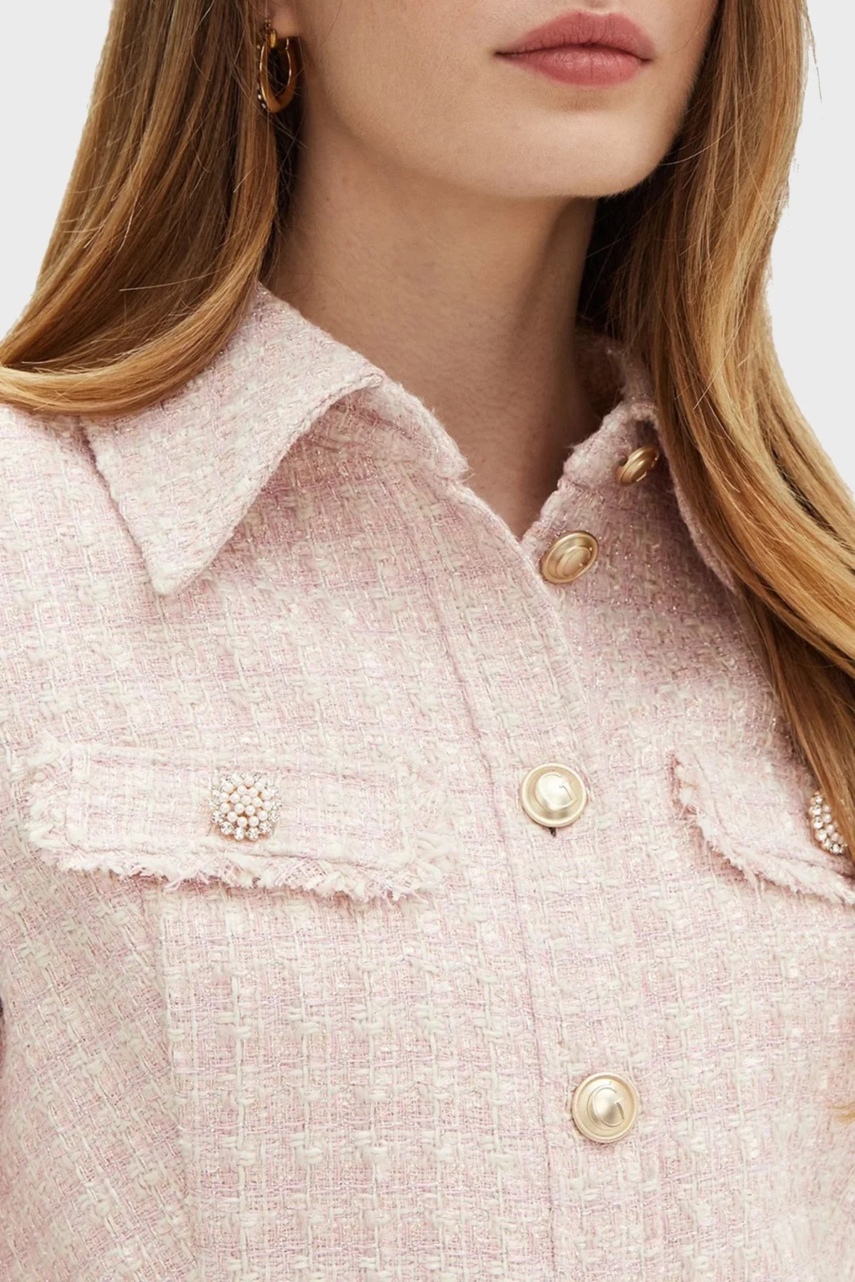 Guess Daphnee Regular Fit Crop Tüvit W5RN47WGW82 Bayan Ceket W5RN47 WGW82 F6DZ PUDRA - 9