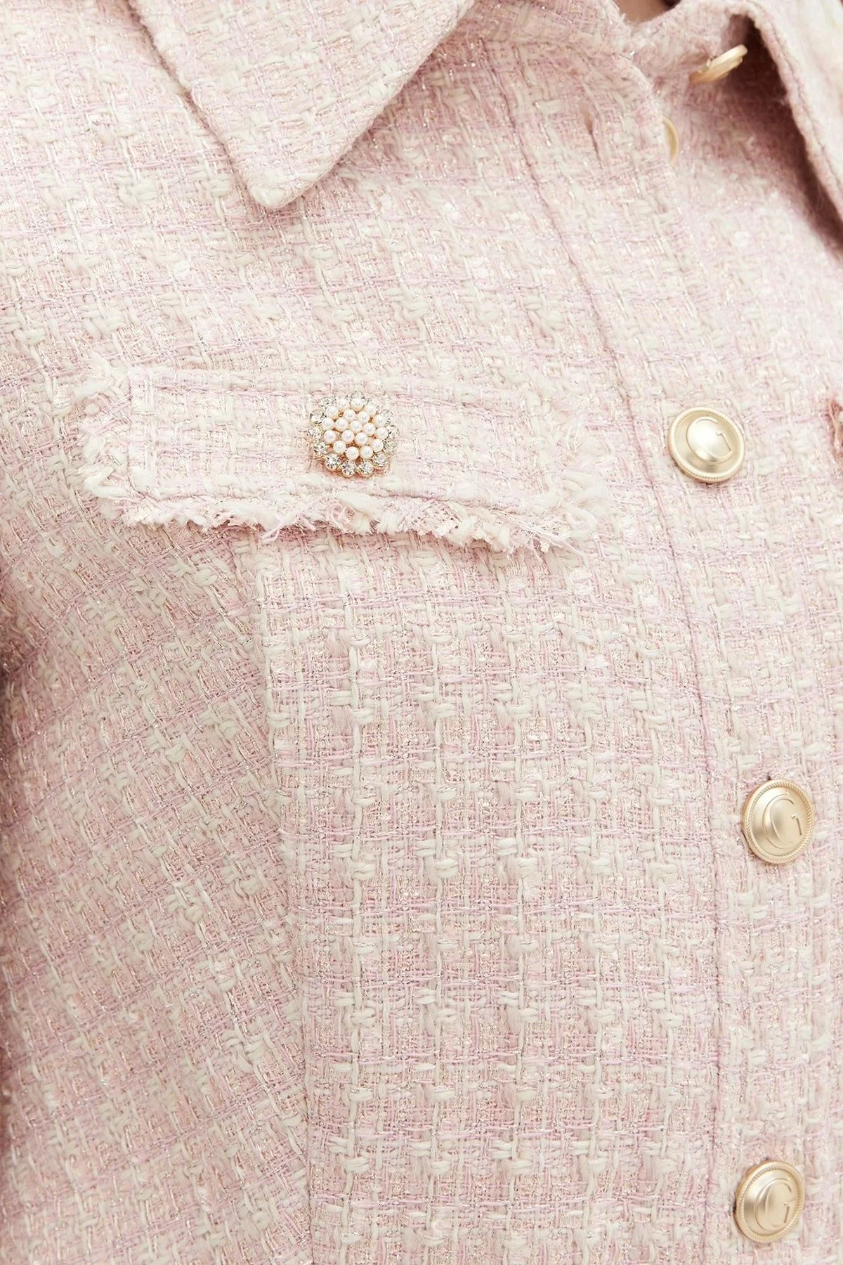 Guess Daphnee Regular Fit Crop Tüvit W5RN47WGW82 Bayan Ceket W5RN47 WGW82 F6DZ PUDRA - 10