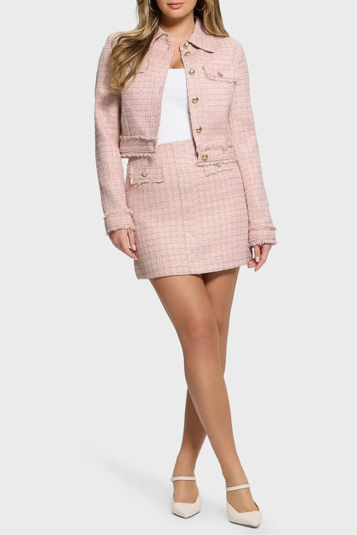 Guess Daphnee Regular Fit Yüksek Bel Tüvit W5RD63WGW82 Bayan Etek W5RD63 WGW82 F6DZ PUDRA - 7