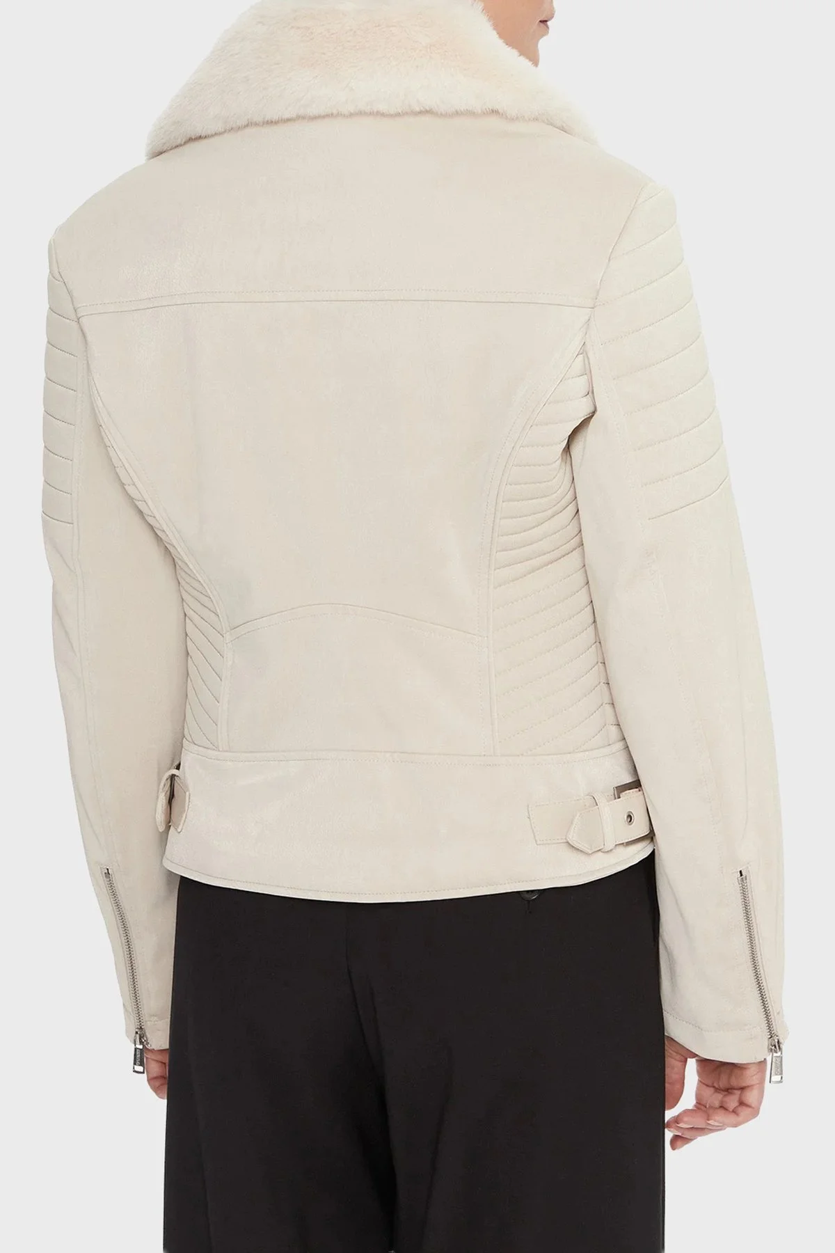 Guess Darcey Kapitoneli Regular Fit Çıkarılabilir Peluş Yaka Fermuarlı W5BL35W2820 Bayan Ceket W5BL35 W2820 A115 BEJ - 3