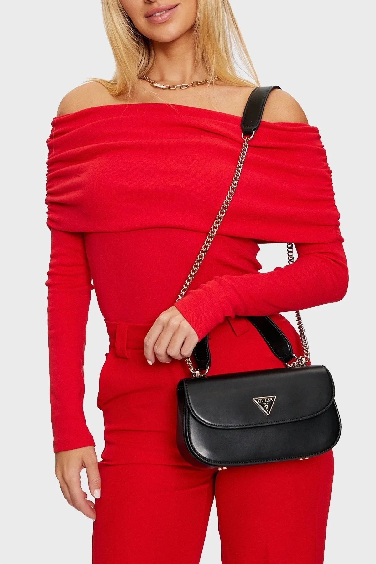 Guess Daryna Logolu Ayarlanabilir Zincir Askılı HWVG9493210 Bayan Çanta HWVG94 93210 BLA SİYAH - 7