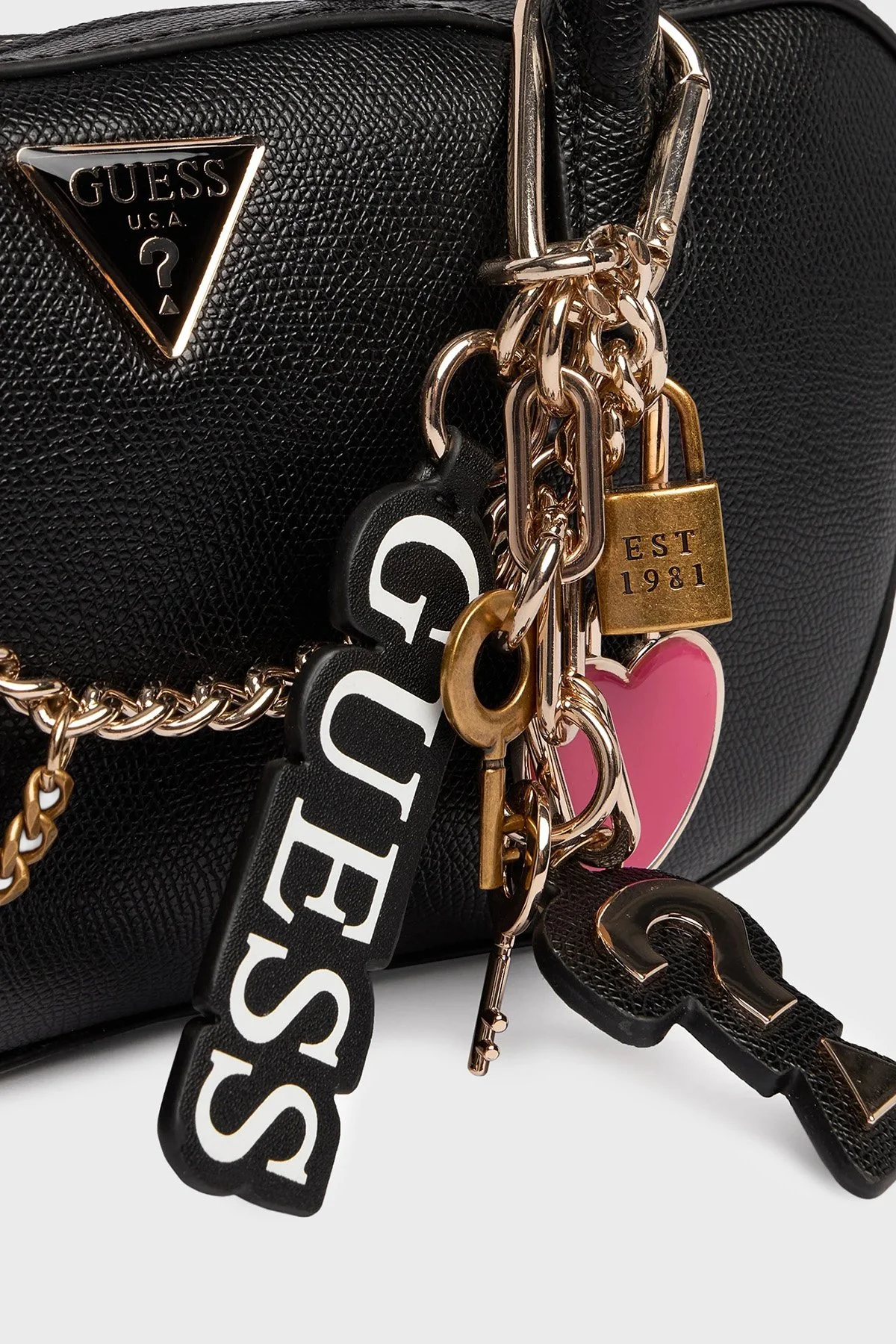 Guess Davina Charm Detaylı Çıkarılabilir Askılı HWBG9899050 Bayan Çanta HWBG98 99050 BLA SİYAH - 6