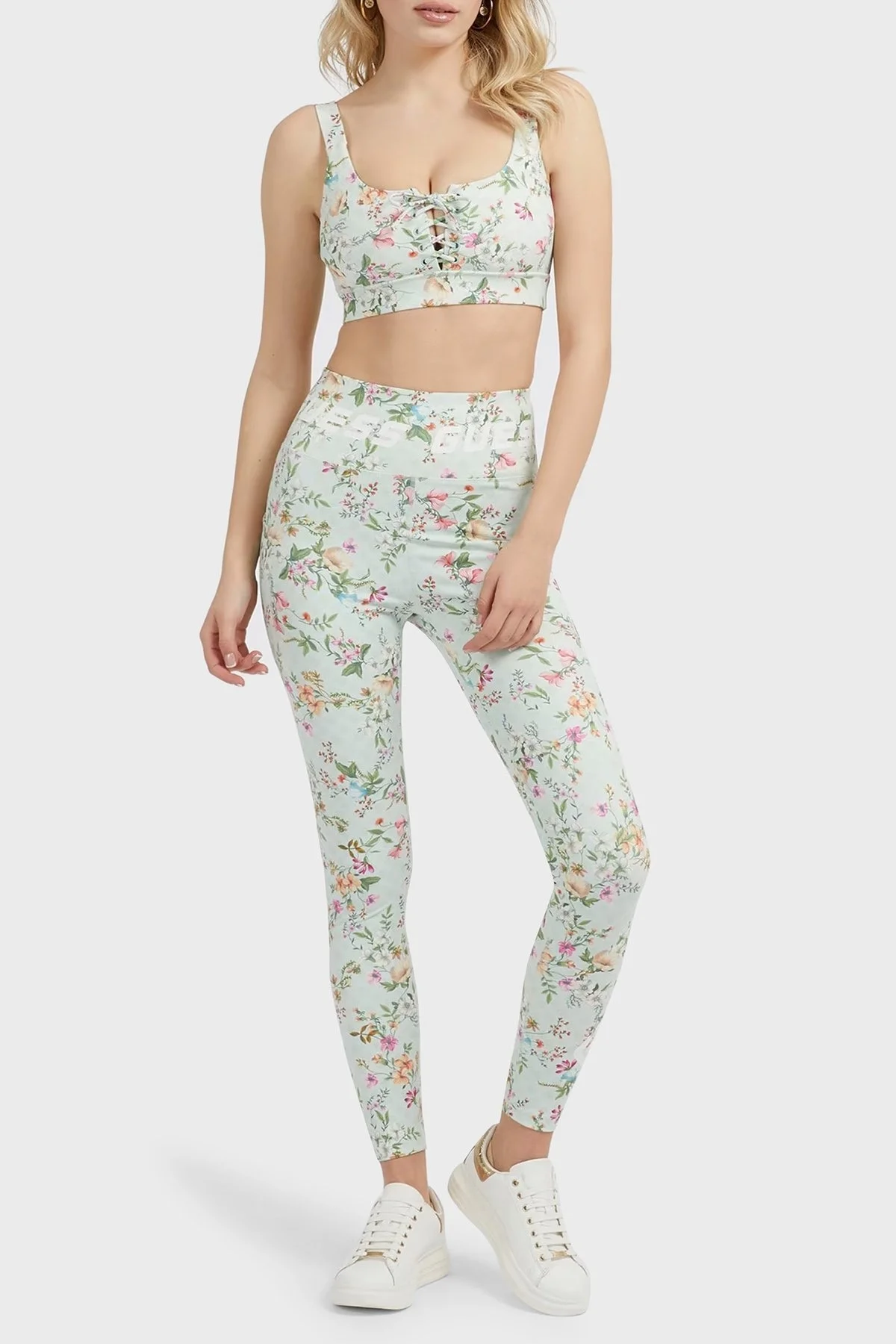 Guess Davina Desenli Yüksek Bel Skinny Bayan Tayt V3GB12MC049 P7FW YEŞİL - 2