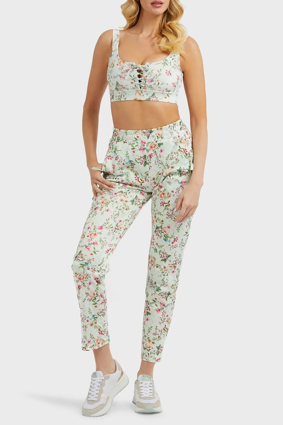 Guess Davina Komple Baskılı Çıkarılabilir Dolgulu Spor Bayan Sütyen V3GP12MC049 P7FW YEŞİL - 3