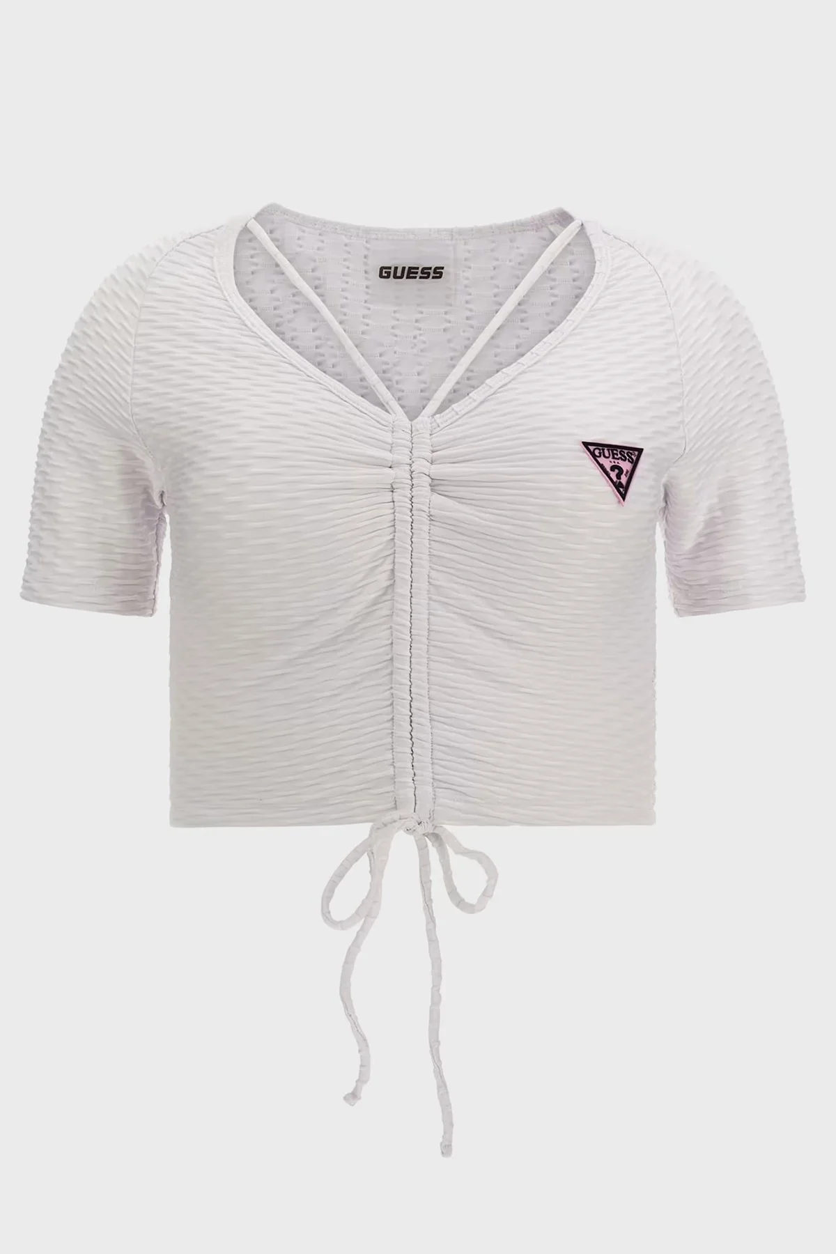Guess Delma Slim Fit Bağcıklı Spor Crop Bayan Top V3GP09KBOA2 G011 BEYAZ - 4