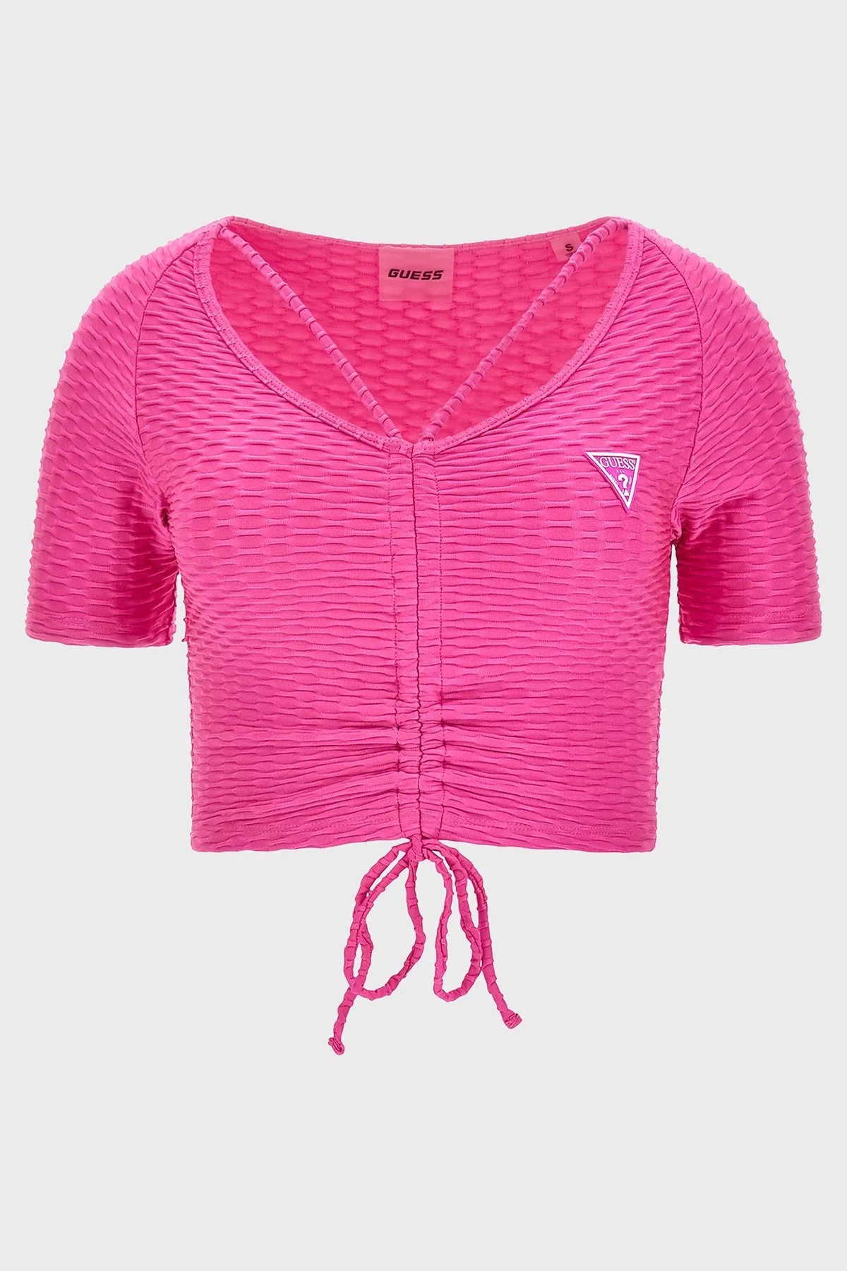 Guess Delma Slim Fit Bağcıklı Spor Crop Bayan Top V3GP09KBOA2 G6J7 FUŞYA - 4