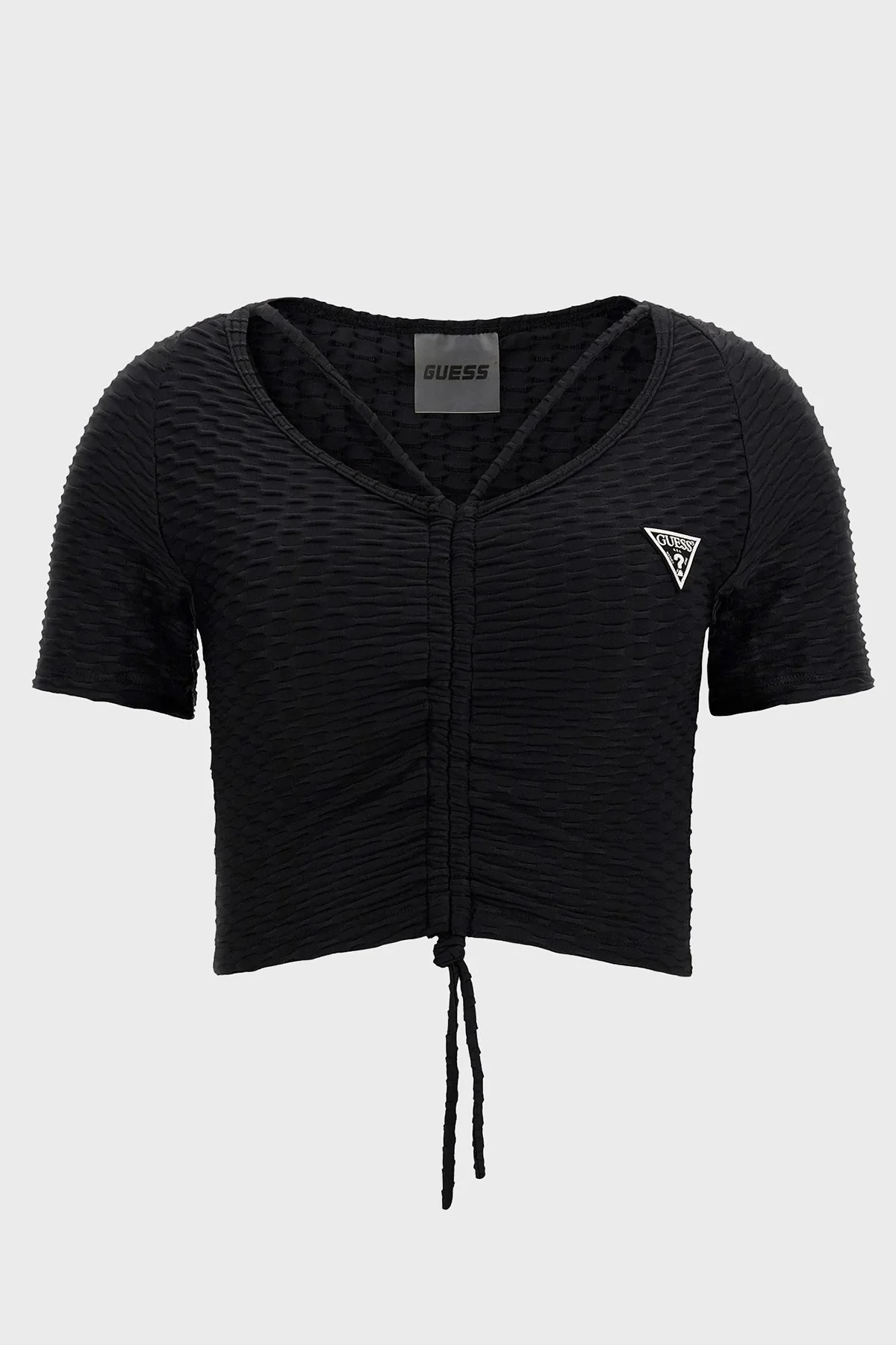 Guess Delma Slim Fit Bağcıklı Spor Crop Bayan Top V3GP09KBOA2 JBLK SİYAH - 3