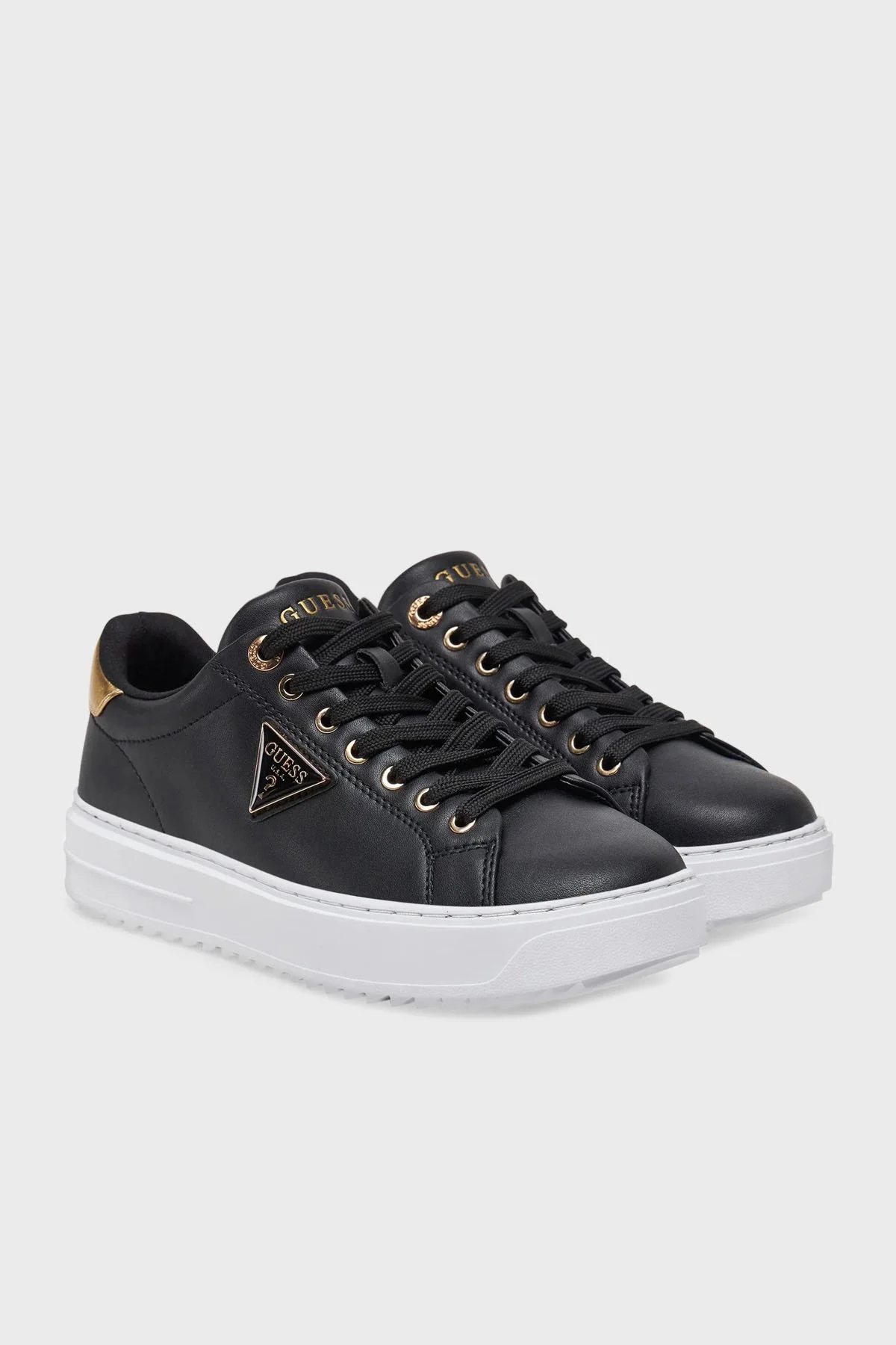 Guess Denesa Deri Karışımlı Logolu Kalın Taban Sneaker FLJD12LEA12 Kadın Ayakkabı FLJD12 LEA12 BLKGO SİYAH - 2