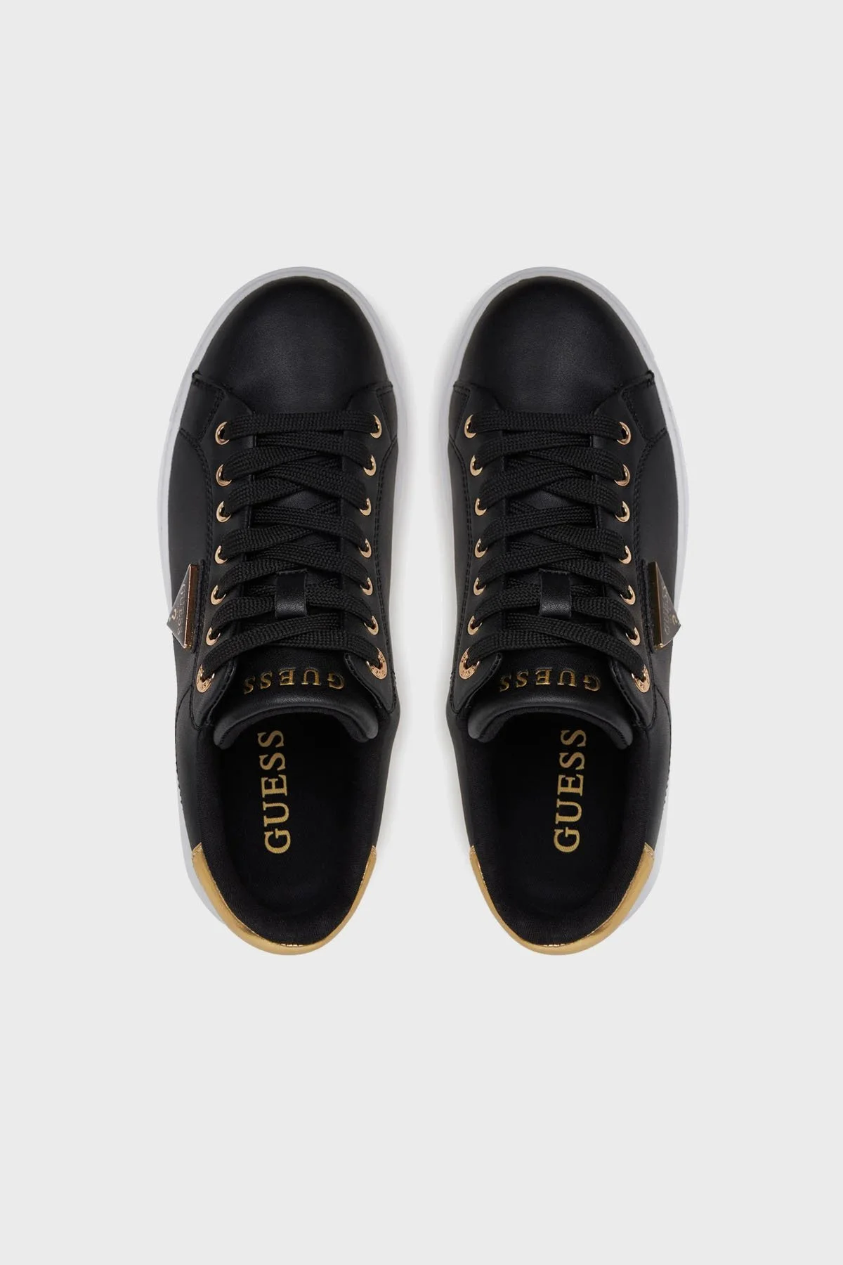 Guess Denesa Deri Karışımlı Logolu Kalın Taban Sneaker FLJD12LEA12 Kadın Ayakkabı FLJD12 LEA12 BLKGO SİYAH - 3