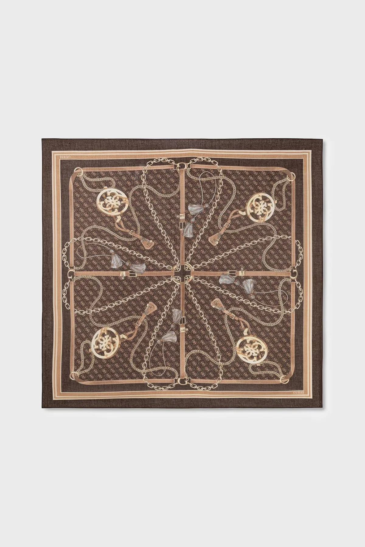 Guess Desenli 120 x 120 cm AW5537POL03 Kadın Eşarp AW5537 POL03 BRO Kahve - 1