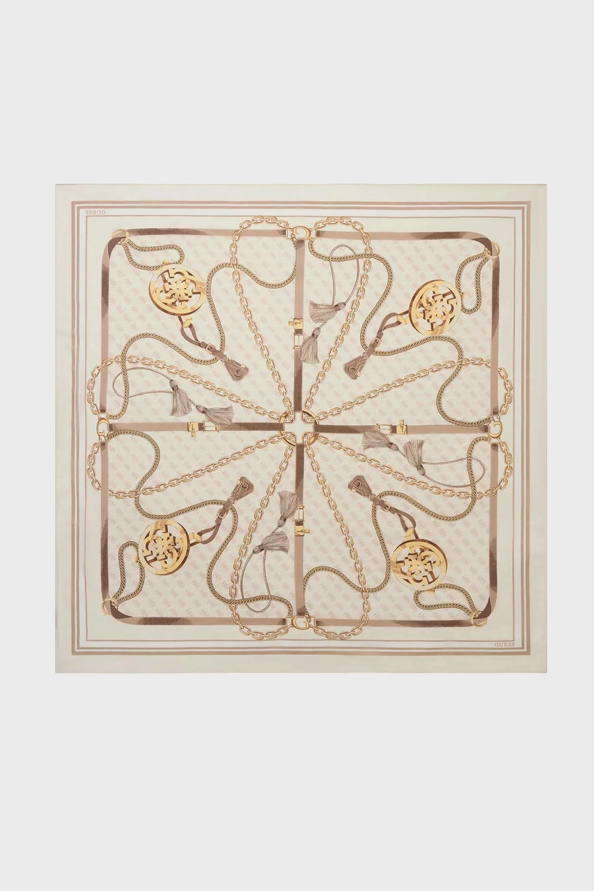 Guess Desenli 120 x 120 cm AW5537POL03 Kadın Eşarp AW5537 POL03 OFF Ekru - 1