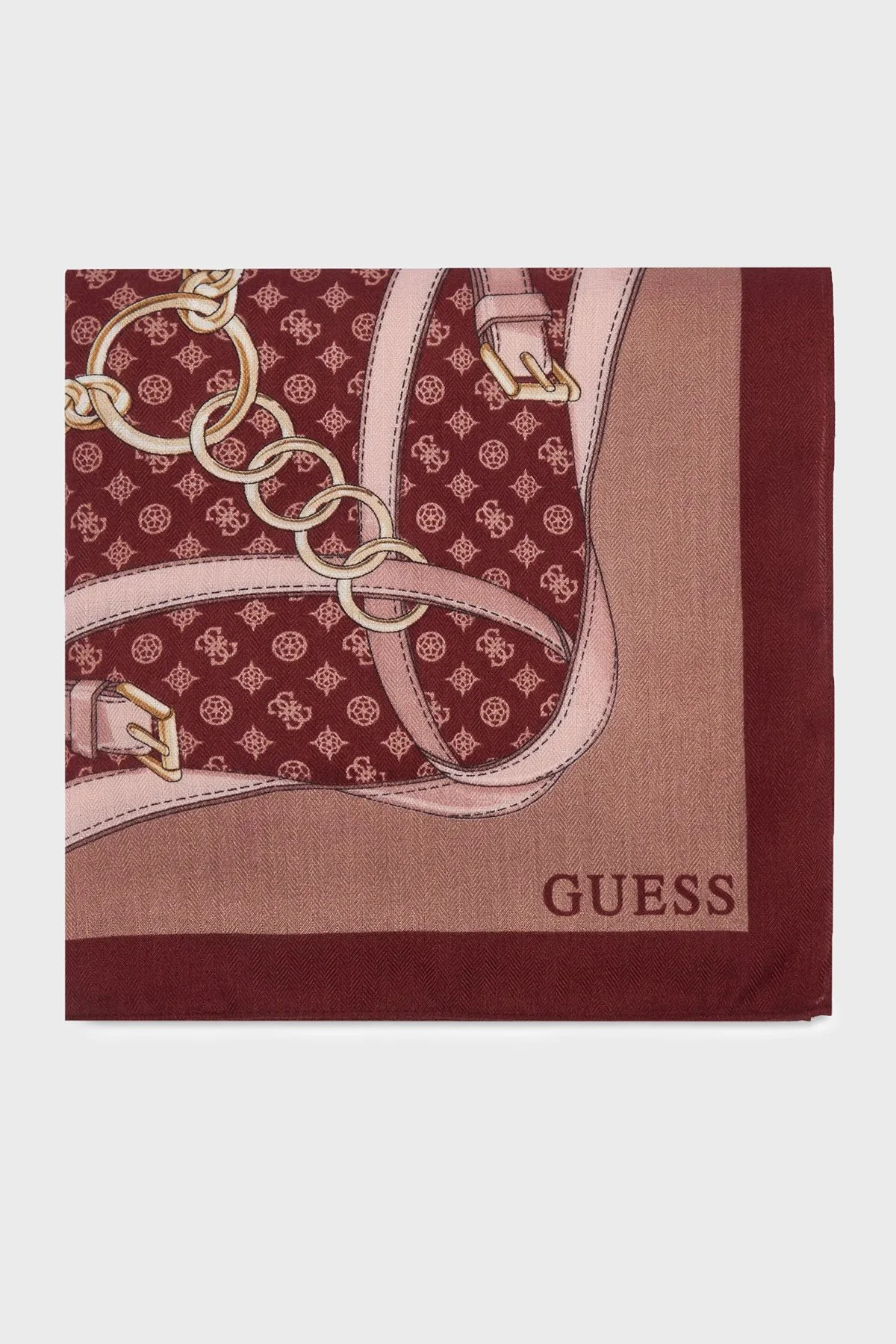 Guess Desenli 120 x 120 cm AW5679POL03 Kadın Eşarp AW5679 POL03 BUR Bordo - 1