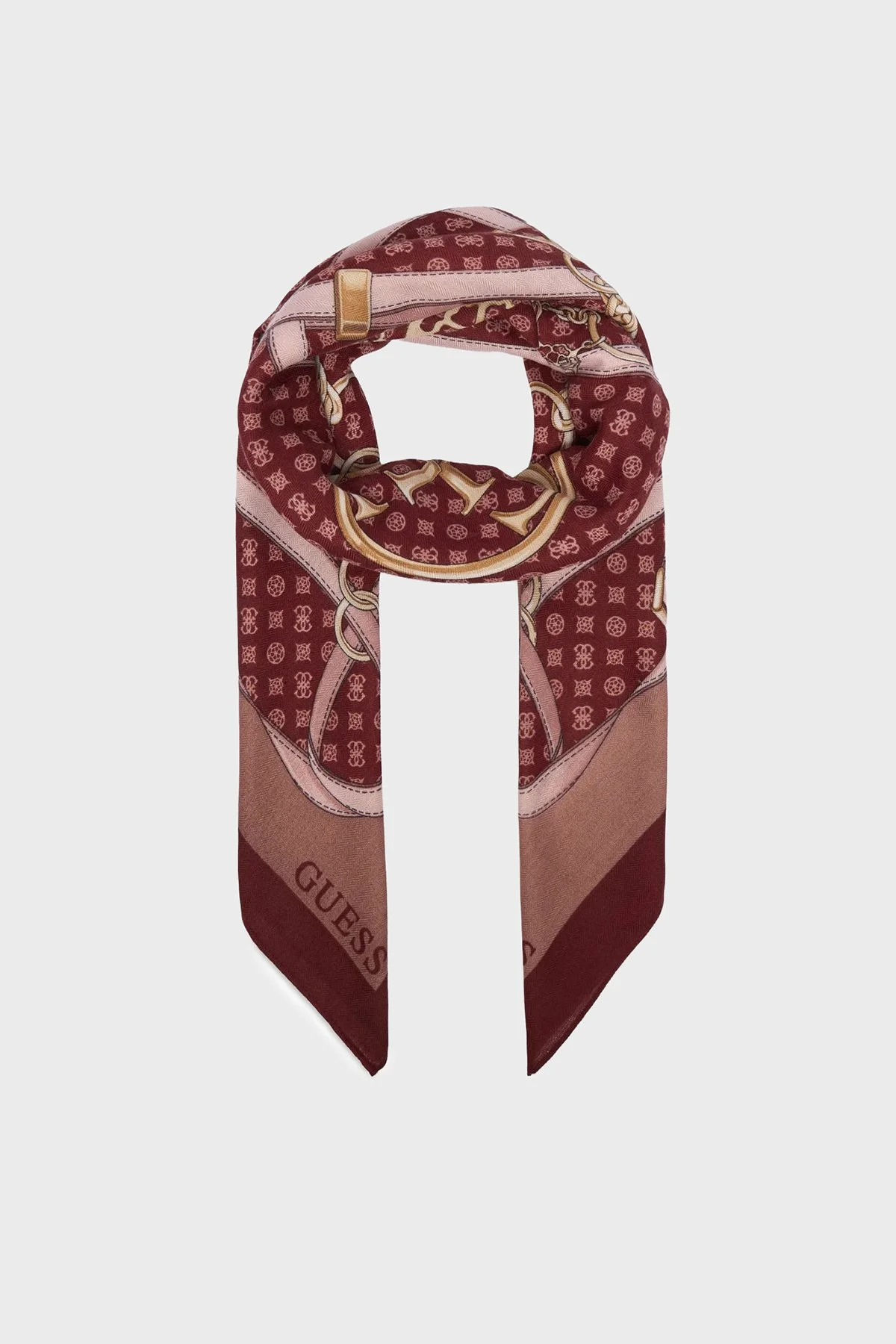 Guess Desenli 120 x 120 cm AW5679POL03 Kadın Eşarp AW5679 POL03 BUR Bordo - 2