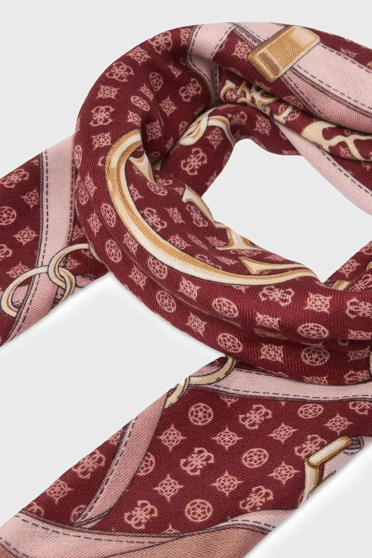 Guess Desenli 120 x 120 cm AW5679POL03 Kadın Eşarp AW5679 POL03 BUR Bordo - 3