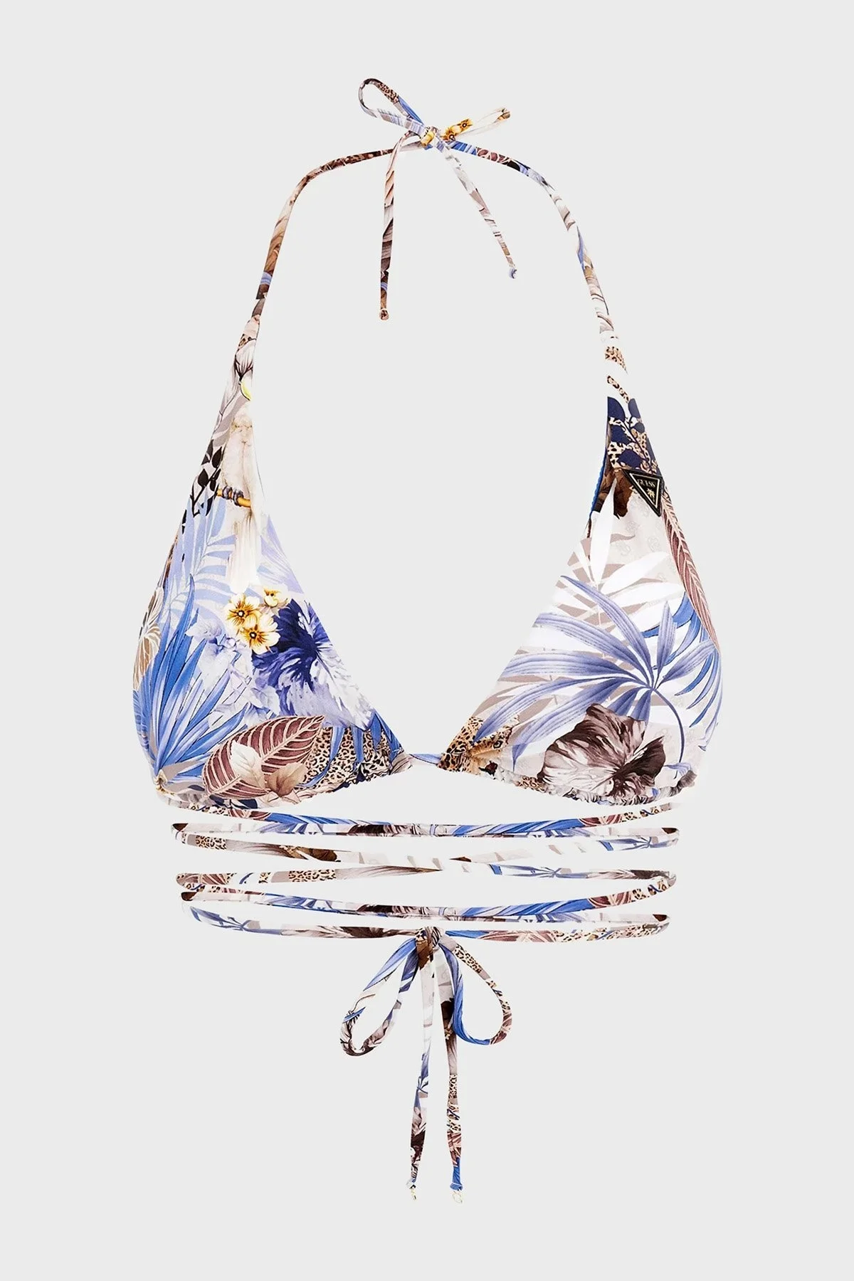 Guess Desenli Bağlama Detaylı Removable Üçgen Bayan Bikini Üstü E3GJ06MC04R P7FM MAVİ - 4