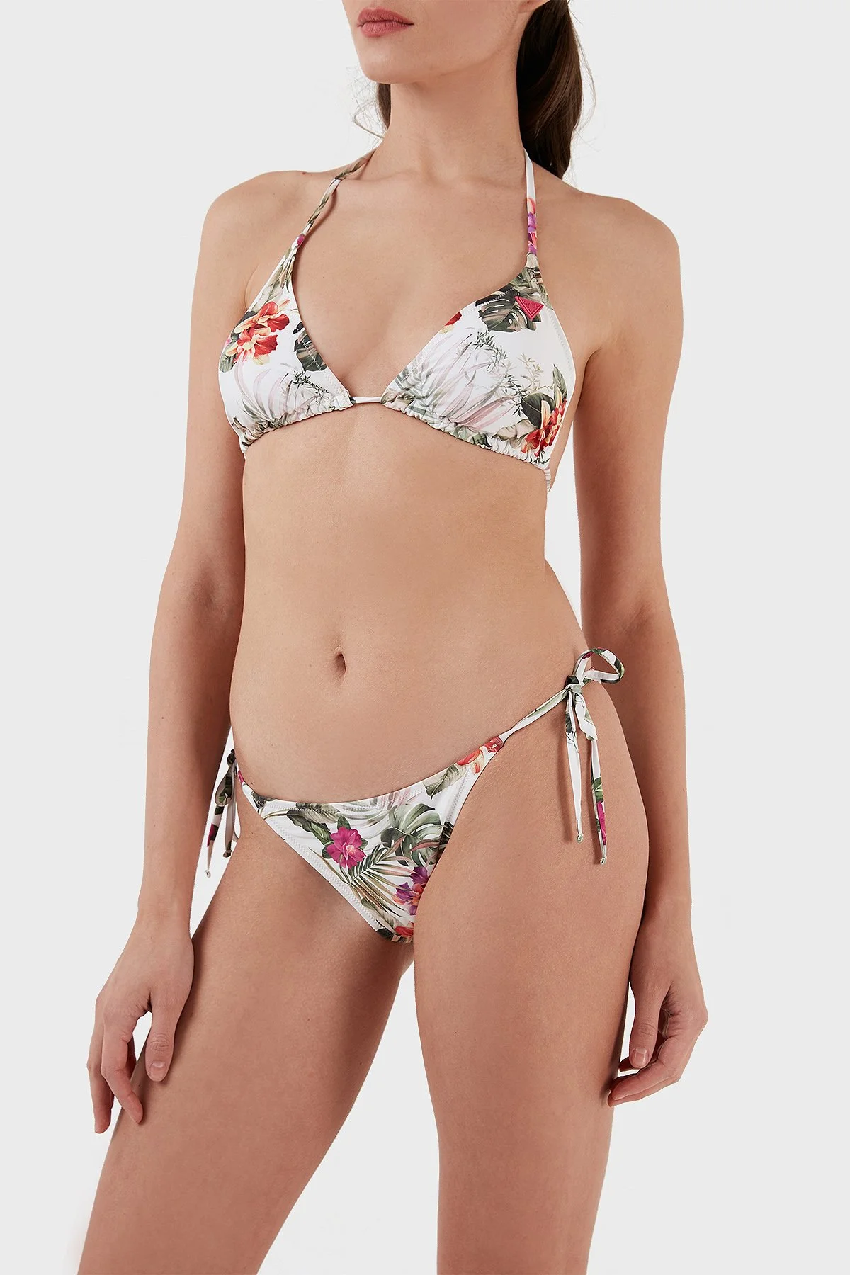 Guess Desenli Mikrofiber Yandan Bağlamalı String Kadın Bikini Altı E02O21MC045 P06W BEYAZ-YEŞİL - 1