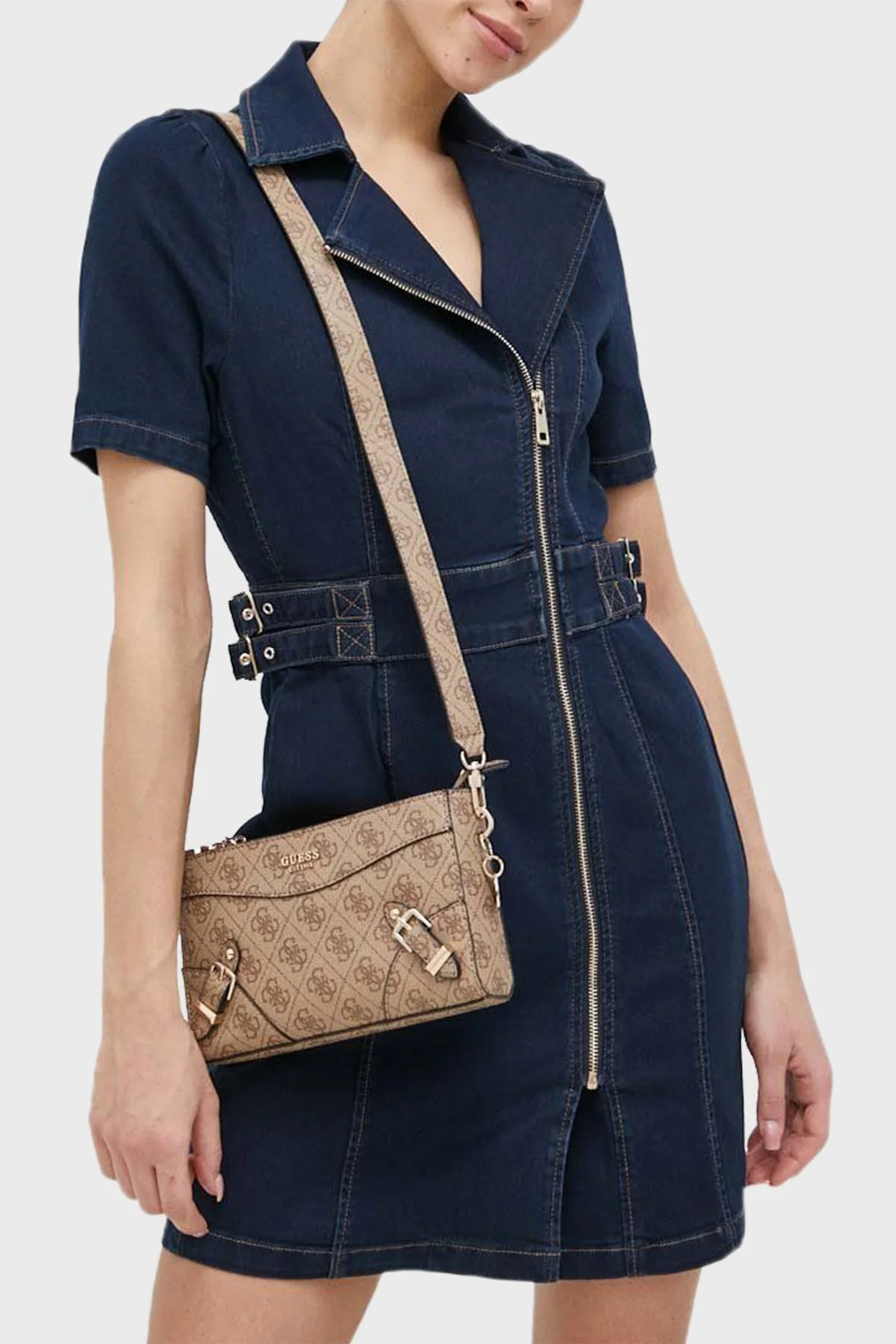 Guess Didi Fermuarlı Çıkarılabilir Uzatma Askılı Bayan Çanta HWSG8744720 LTL KAHVE - 2