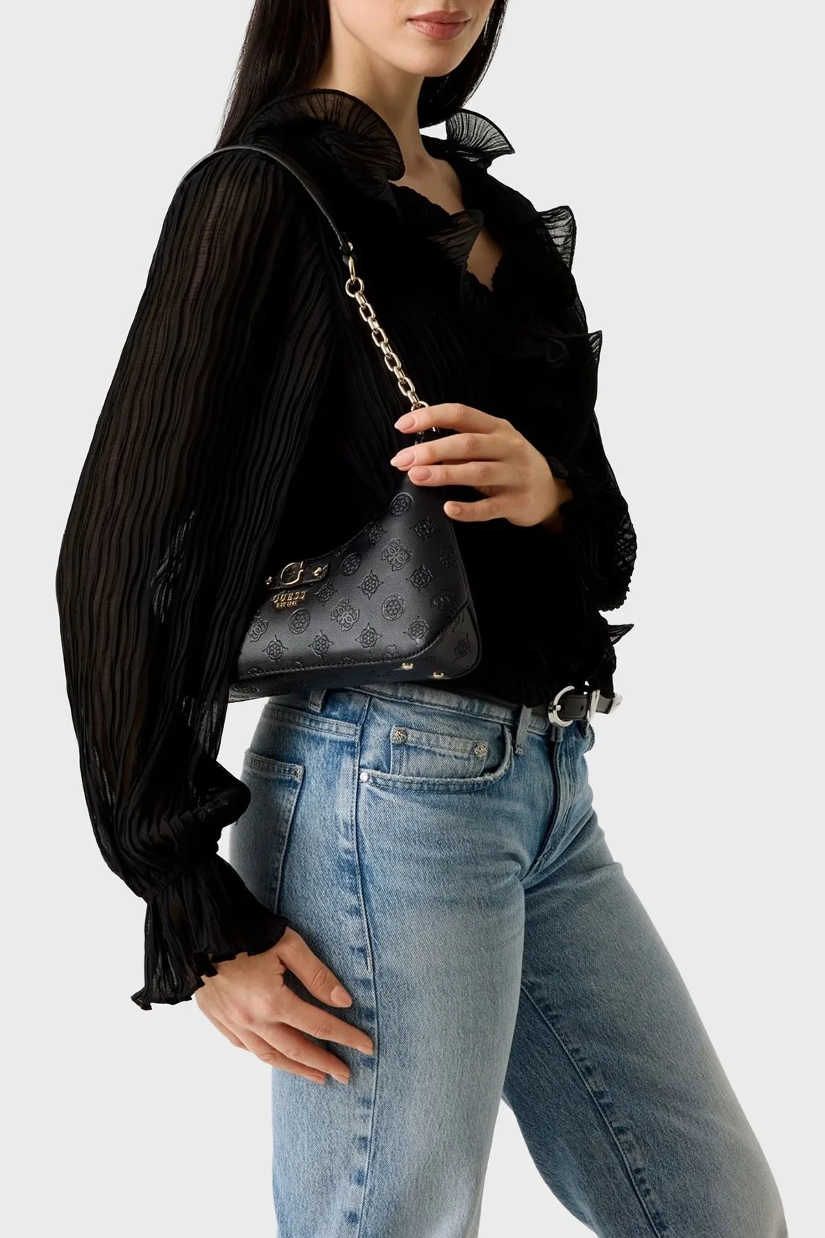 Guess Dita 4G Logolu Omuz Askılı HWPD7602180 Bayan Çanta HWPD76 02180 BLO SİYAH - 2