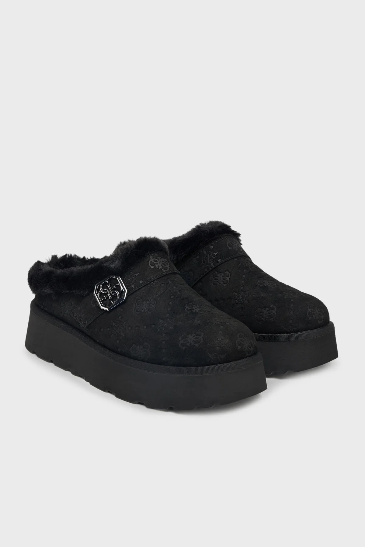 Guess Dolmana2 4G Logolu Yumuşak Tüylü FLFDOCESU06 Bayan Terlik FLFDOC ESU06 BLACK SİYAH - 8