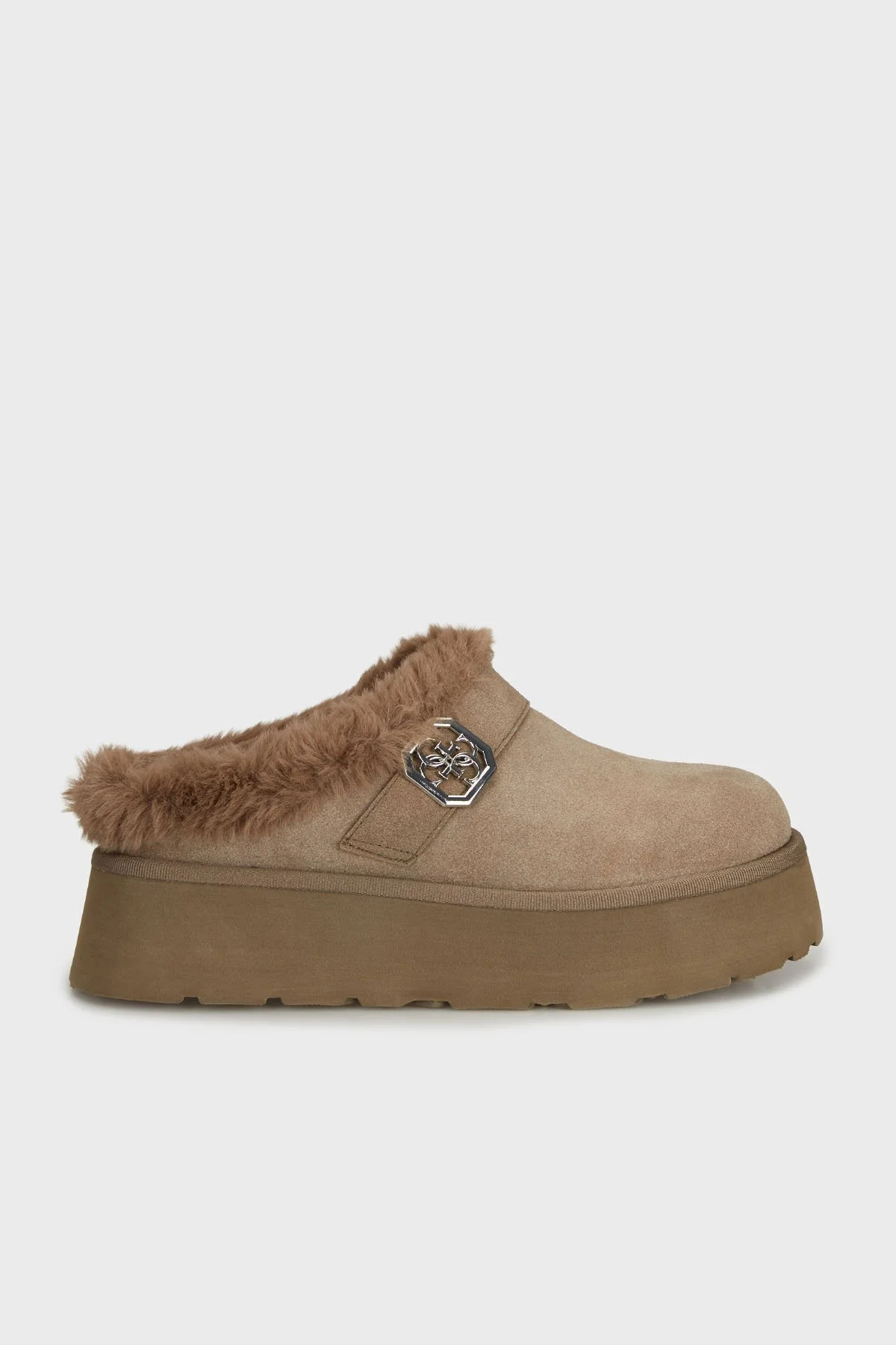 Guess Dolmana2 4G Logolu Yumuşak Tüylü FLFDOCESU06 Kadın Terlik FLFDOC ESU06 GREEN HAKİ - 1