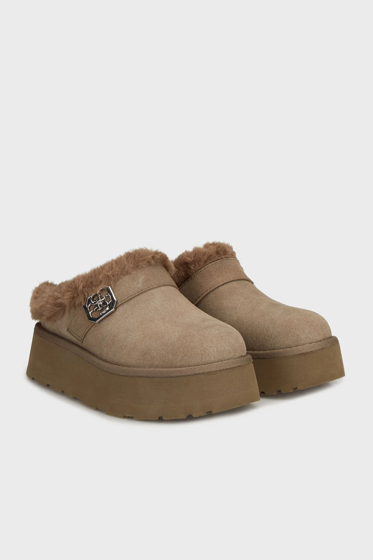 Guess Dolmana2 4G Logolu Yumuşak Tüylü FLFDOCESU06 Kadın Terlik FLFDOC ESU06 GREEN HAKİ - 3