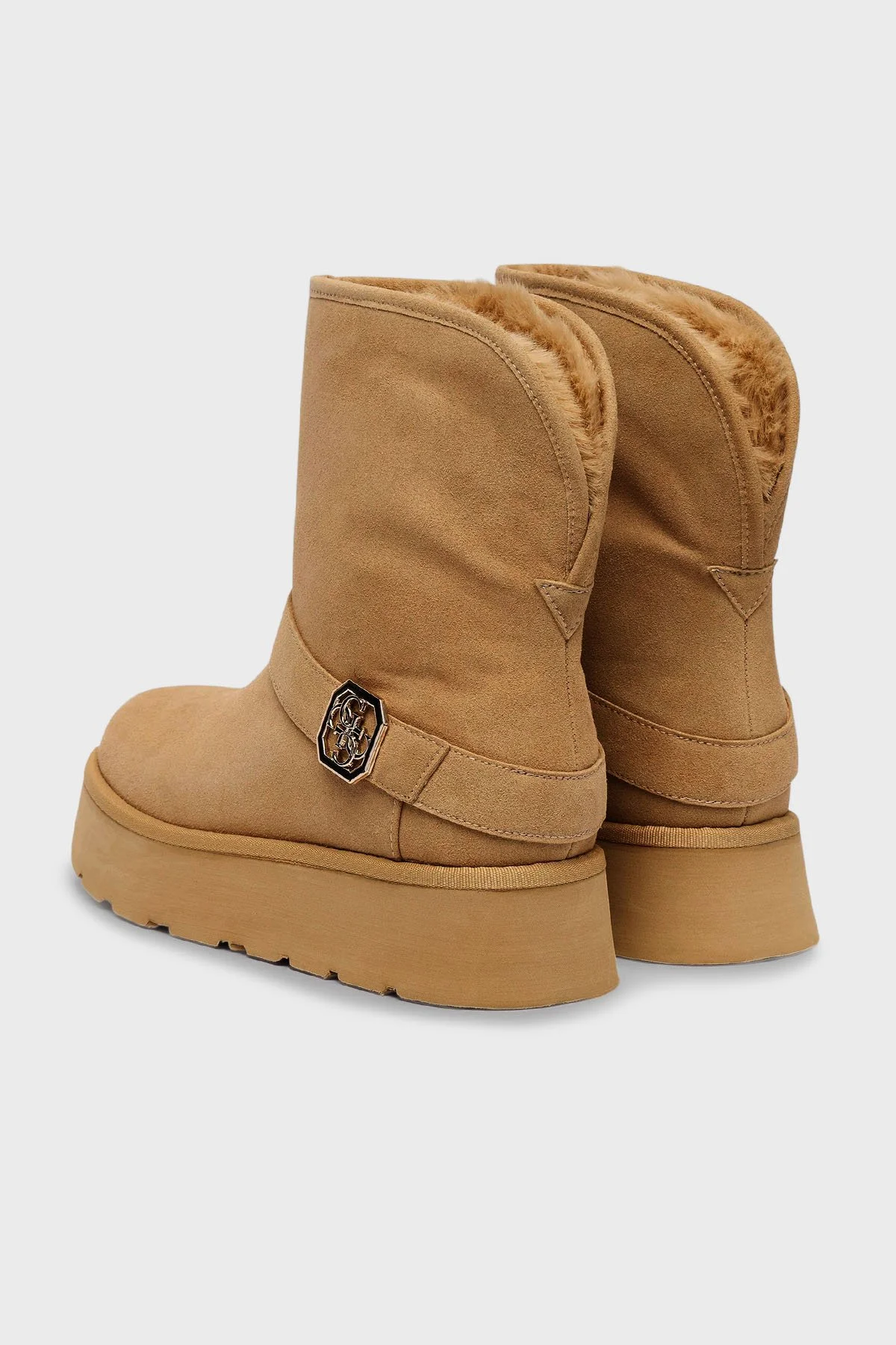 Guess Dolsay2 Kalın Tabanlı 4G Logolu Kemer Detaylı FLFDOLESU10 Kadın Bot FLFDOL ESU10 COGNA TABA - 4