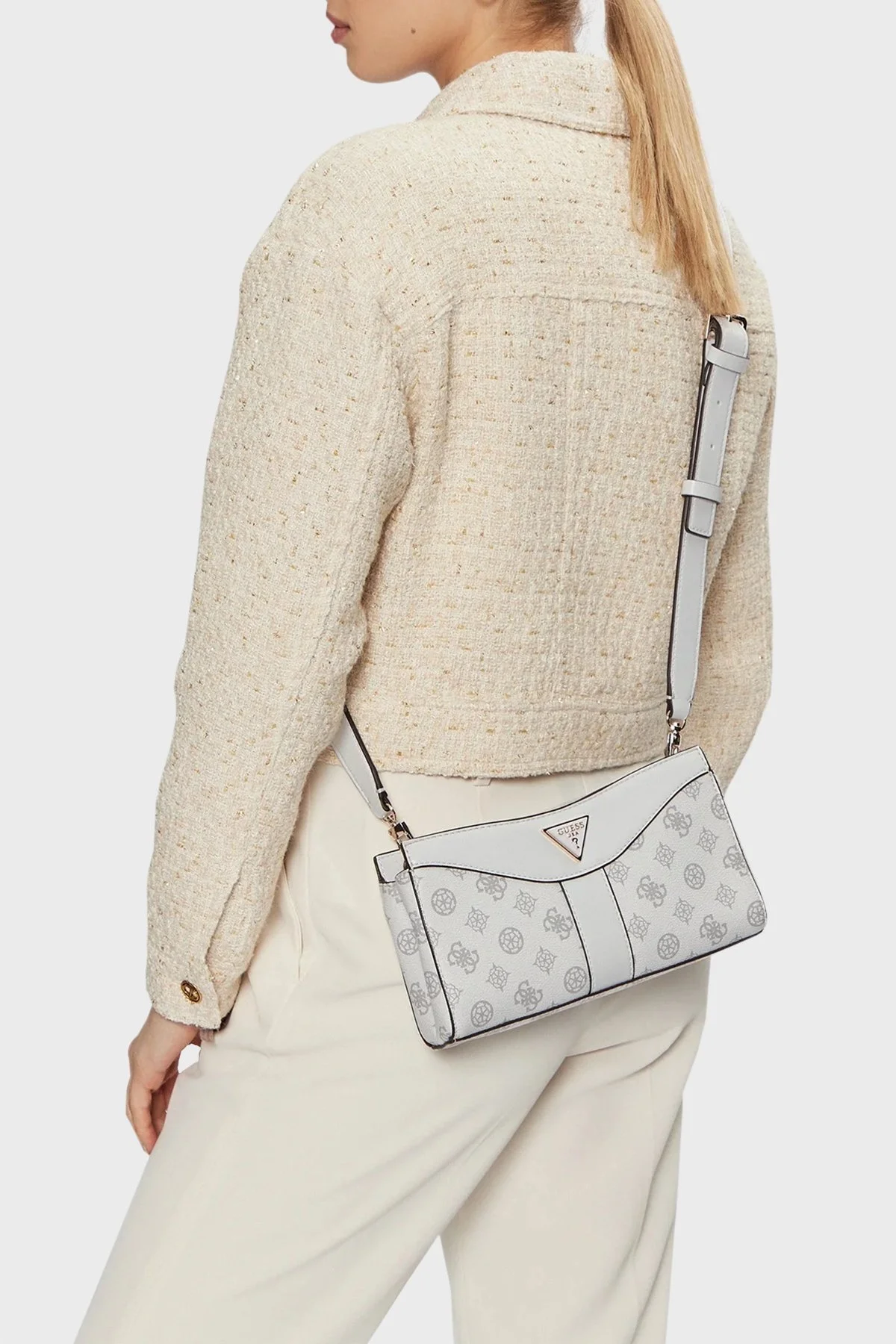 Guess Dorys 4G Logolu Ayarlanabilir Askılı HWPG9521120 Bayan Çanta HWPG95 21120 WLO BEYAZ - 7