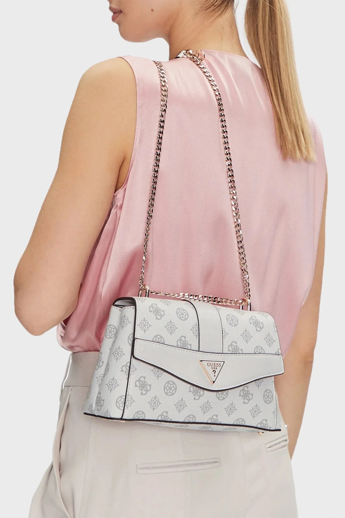 Guess Dorys 4G Logolu Ayarlanabilir Zincir Askılı HWPG9521210 Bayan Çanta HWPG95 21210 WLO BEYAZ - 7