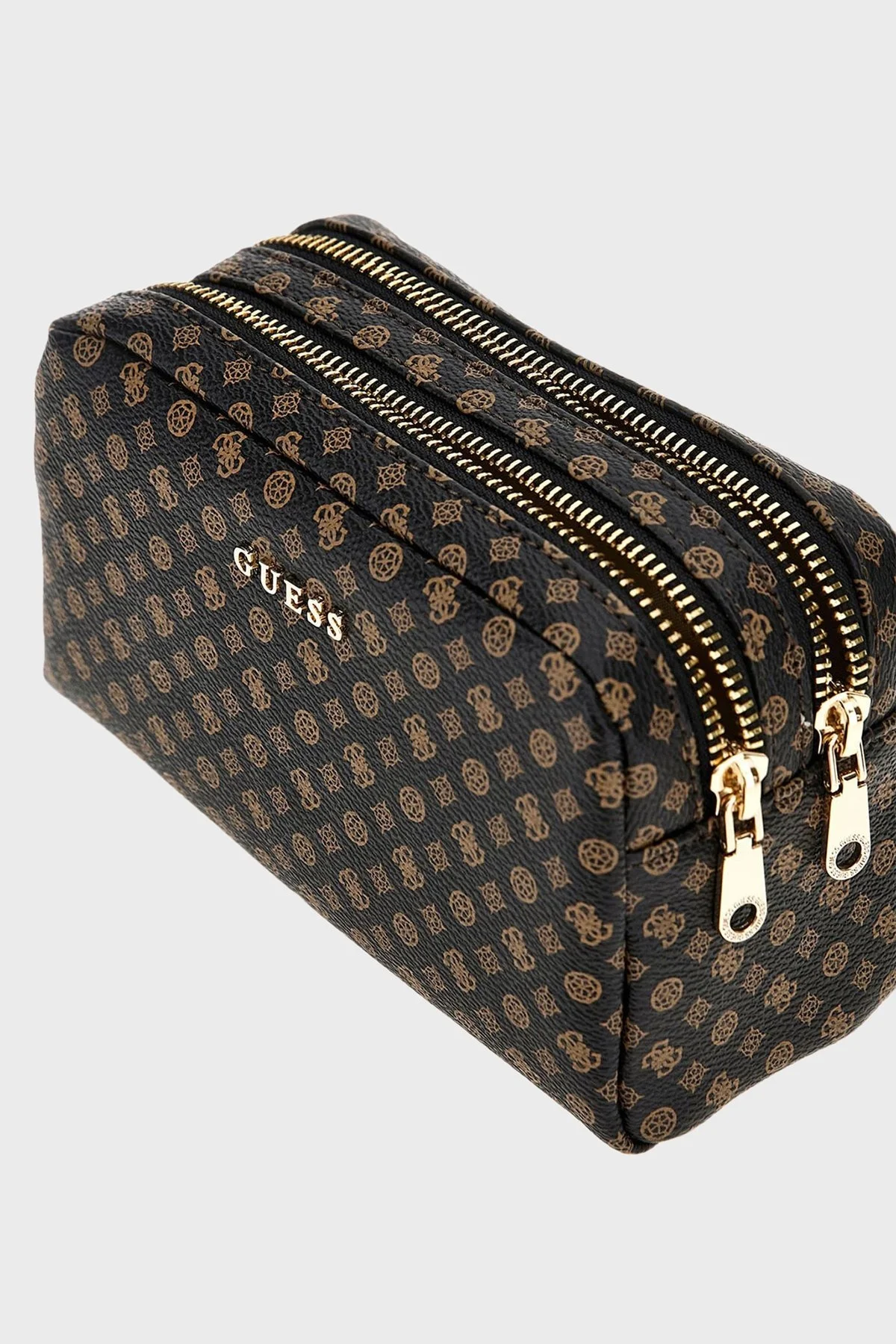 Guess Double Logolu Çift Fermuarlı Makyaj PW7477P4473 Bayan Çanta PW7477 P4473 MOM SİYAH - 3